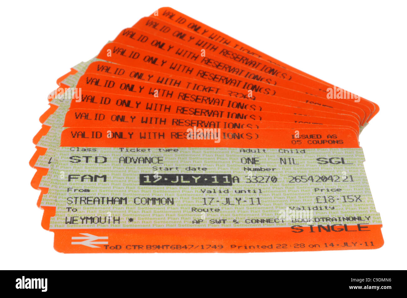Biglietti del treno Foto Stock
