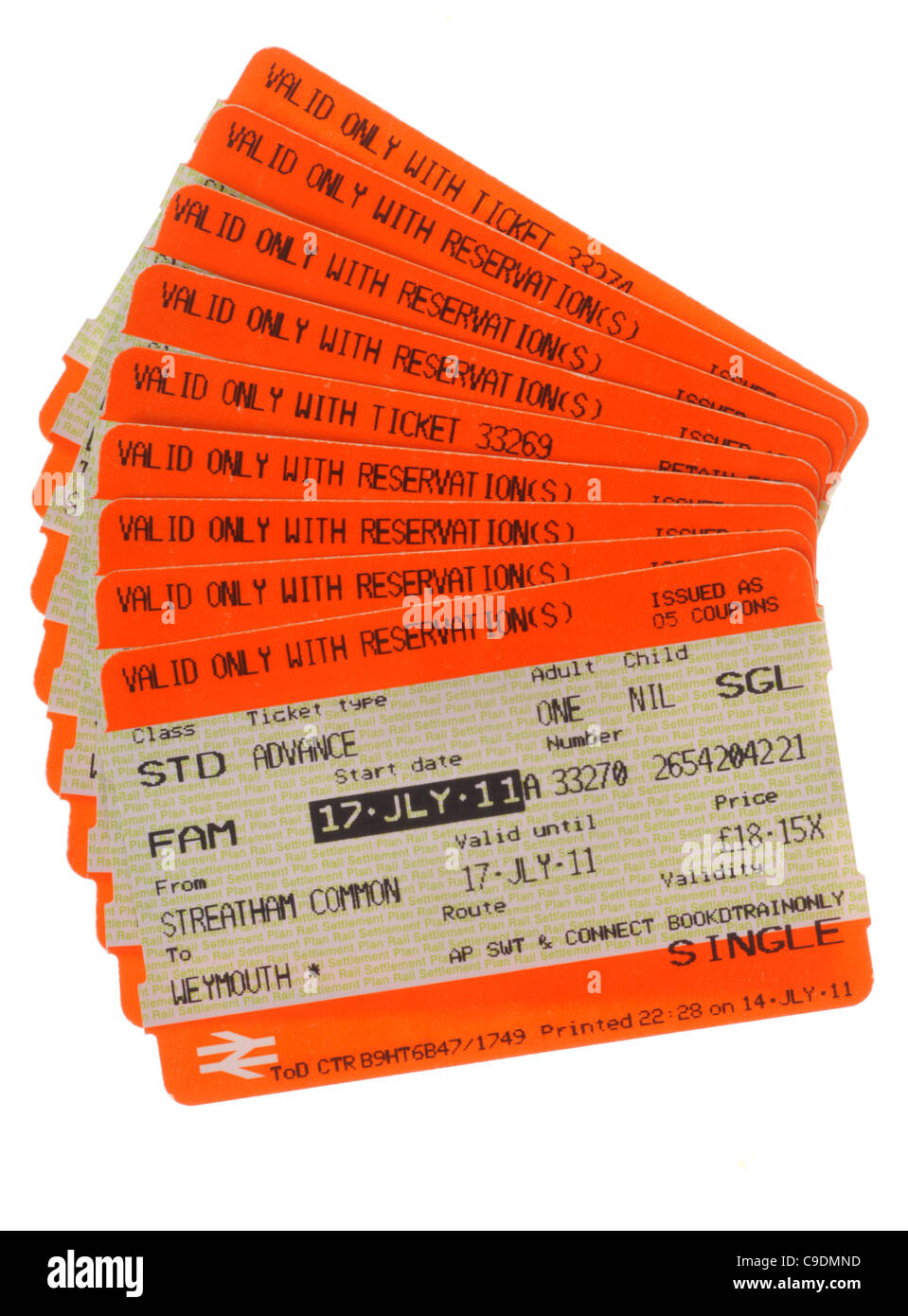Biglietti del treno Foto Stock