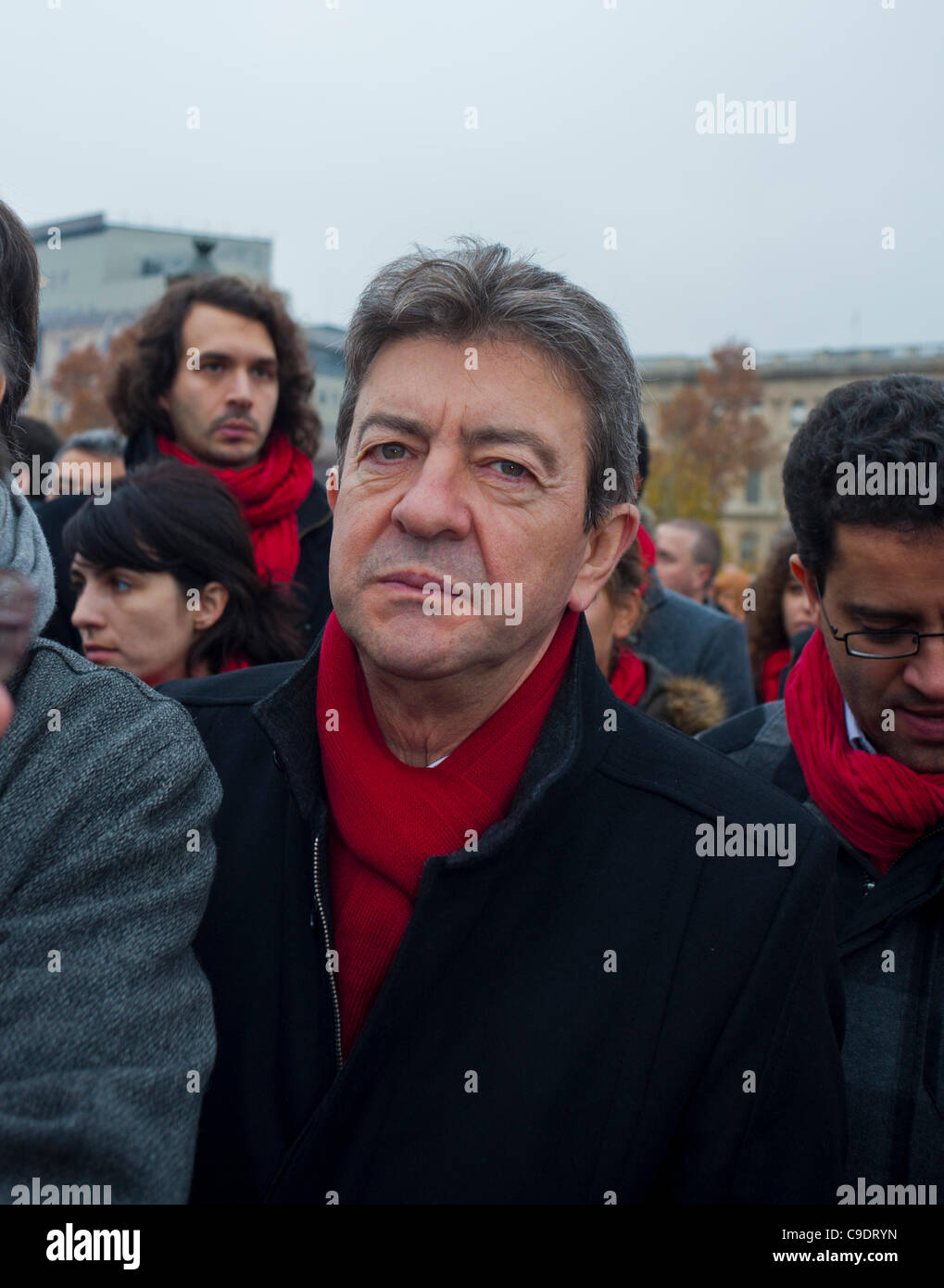 Parigi, Francia, Politica, Jean-Luc Melenchon, candidato presidenziale per il partito di sinistra 'Front de Gauche', (memoria omaggio a Daniele Mitter-rand), partito politico francese Foto Stock