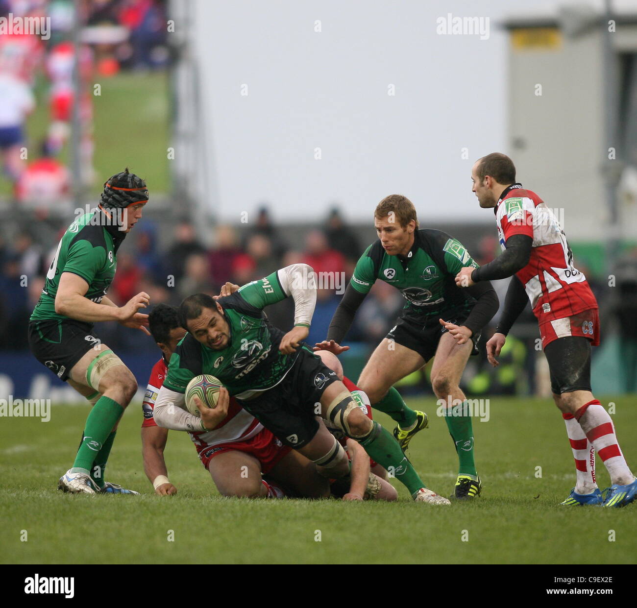 10.12.2011. Galway, Irlanda. La Heineken Cup Rugby Union, Connacht v Gloucester, campo sportivo, Galway, Irlanda. Foto Stock