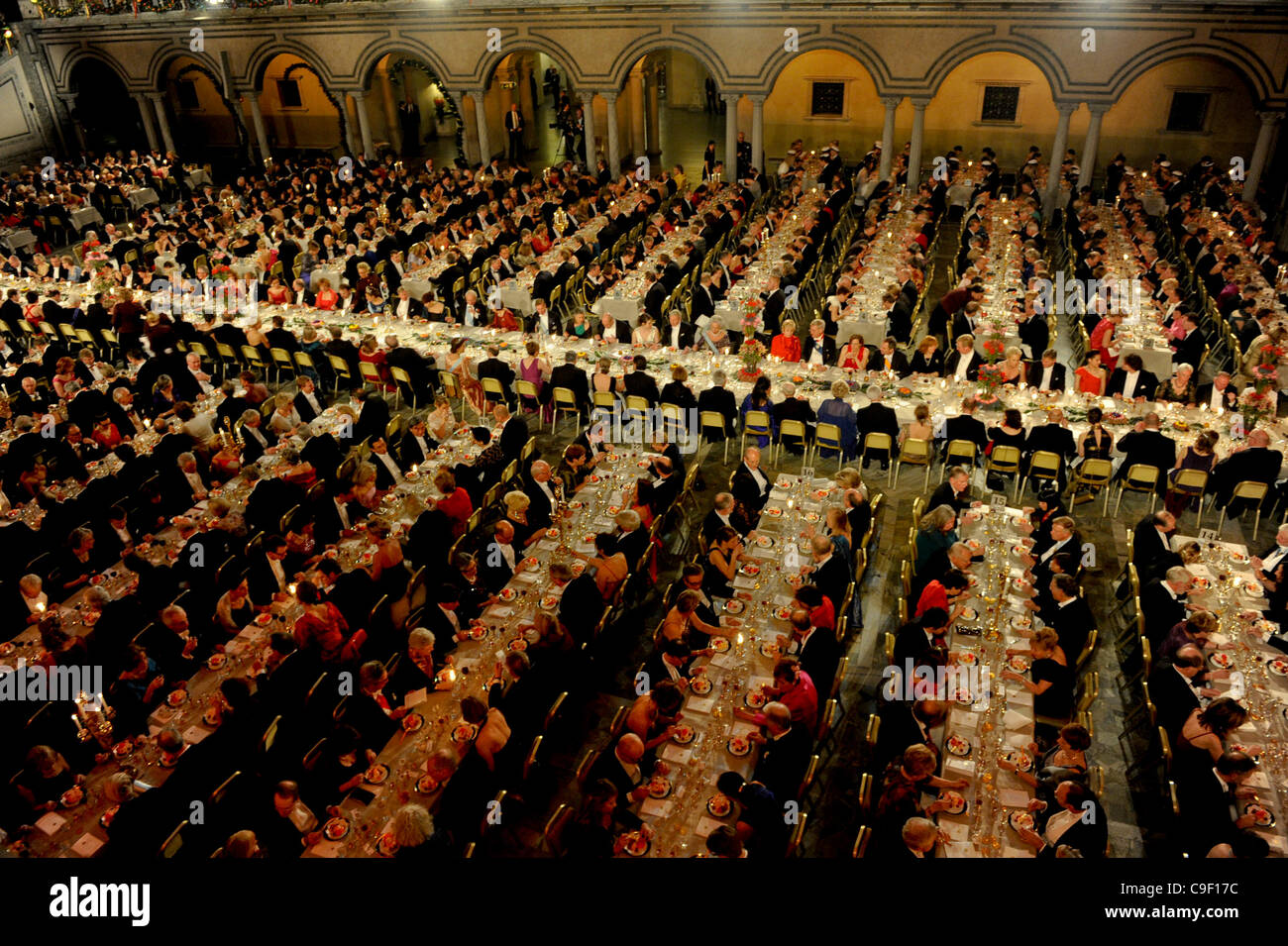 La cena di gala in onore del Premi Nobel nella Sala blu nel Municipio di Stoccolma Sabato 10 Dicembre 2011 Foto Stock