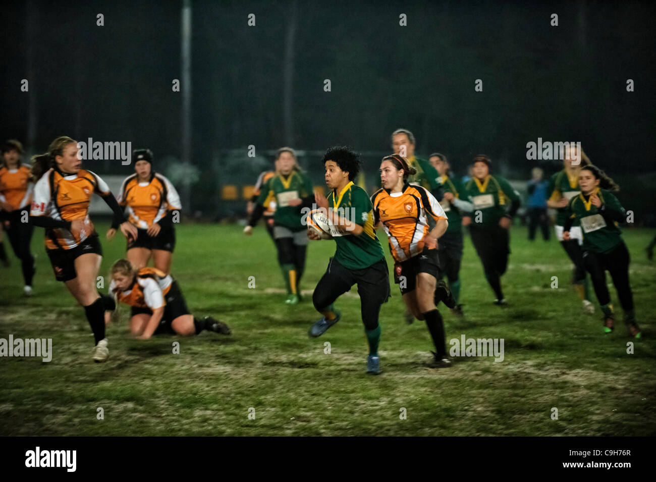 Partita di rugby femminile Foto Stock