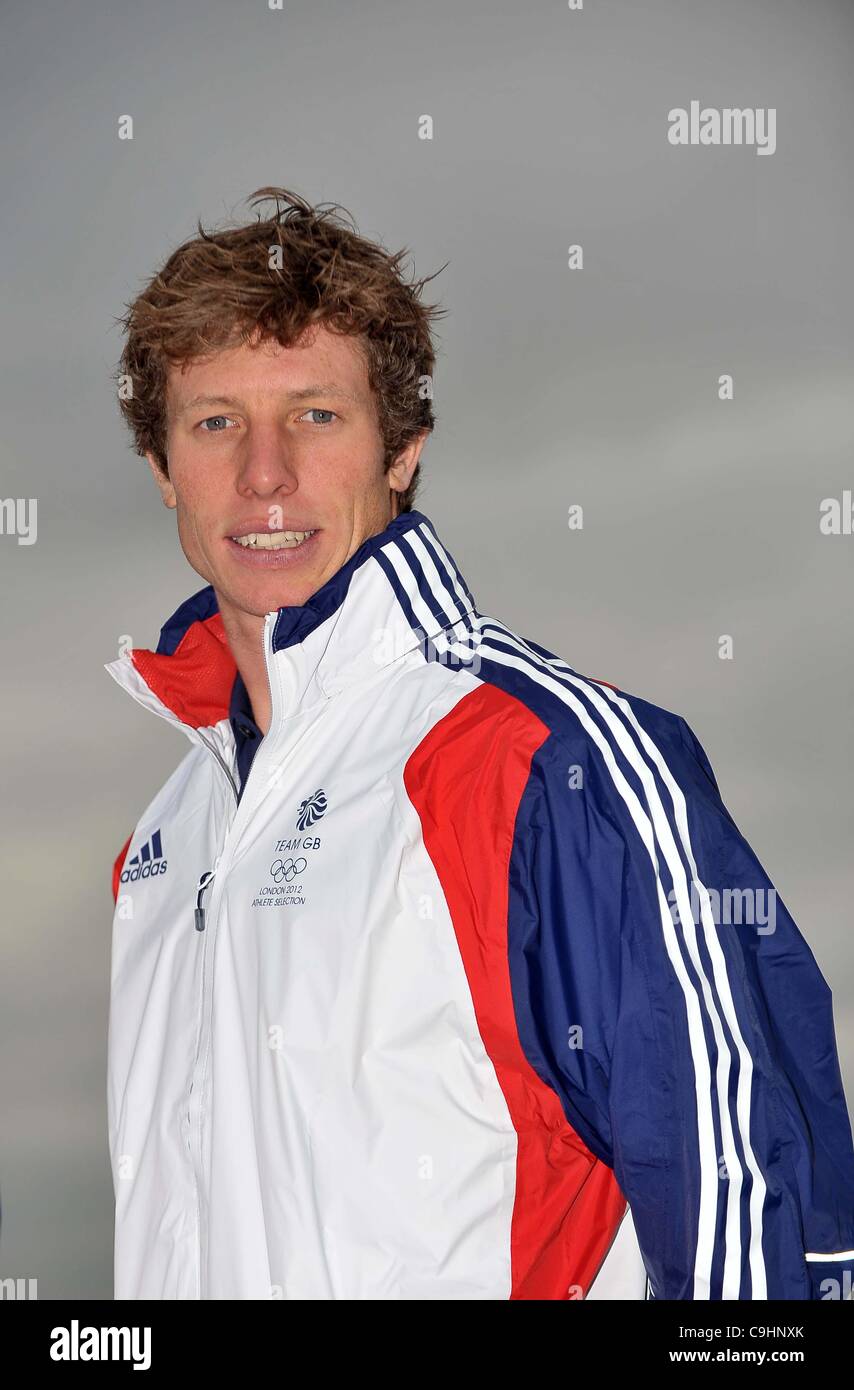 ExCel, LONDON, Regno Unito, Lunedì 09/01/2012. Stuart Bithell. 470 class sailing team per GB a le Olimpiadi del 2012. Annuncio TeamGB della vela atleti. Foto Stock