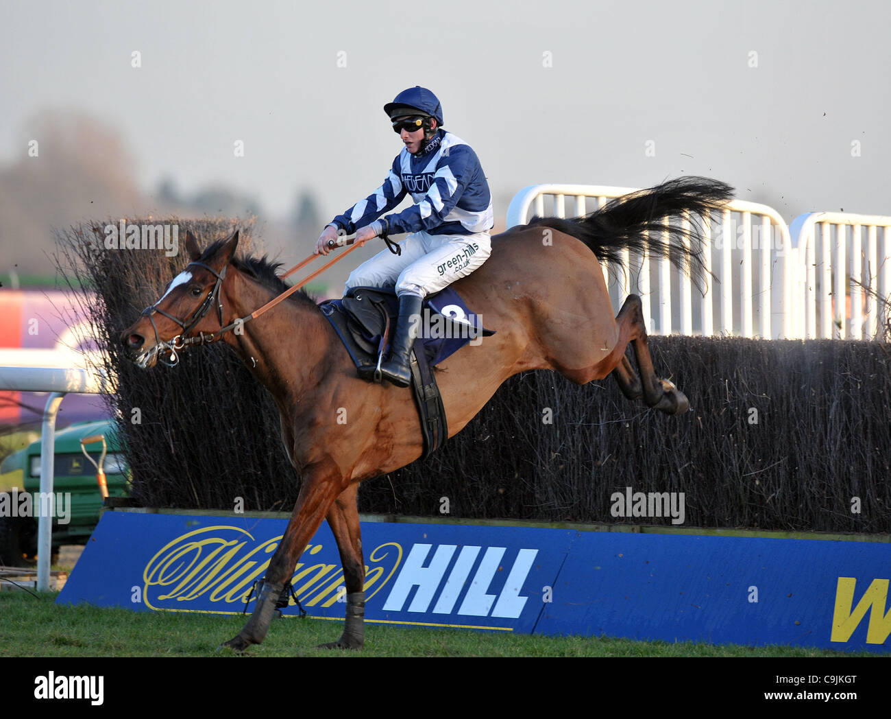 Schindler Gold cavalcato da Sam Jones prende l'ultimo in William Hill - Casa di scommesse Handicap Chase Cl3 2m4f110y a Kempton Park Racecourse, Sunbury-on-Thames, Middlesex - 14/01/2012 - Il Credit: Martin Dalton/TGSPHOTO/Alamy Newstg Live Foto Stock