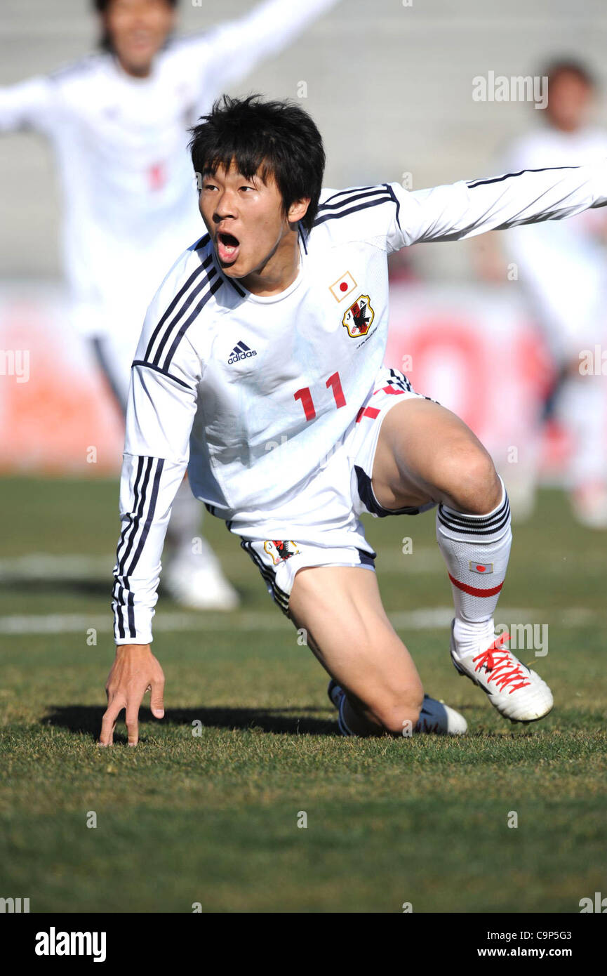 Kensuke Nagai (JPN), 5 febbraio 2012 - Calcio : Kensuke Nagai del Giappone festeggia dopo un goal durante il 2012 Olimpiadi di Londra qualificatori asiatici Final Round Group C match tra U-23 Siria 2-1 U-23 Giappone presso il re Abdullah International Stadium di Amman, Giordania. (Foto di ESTREMO ORIENTE Foto Stock