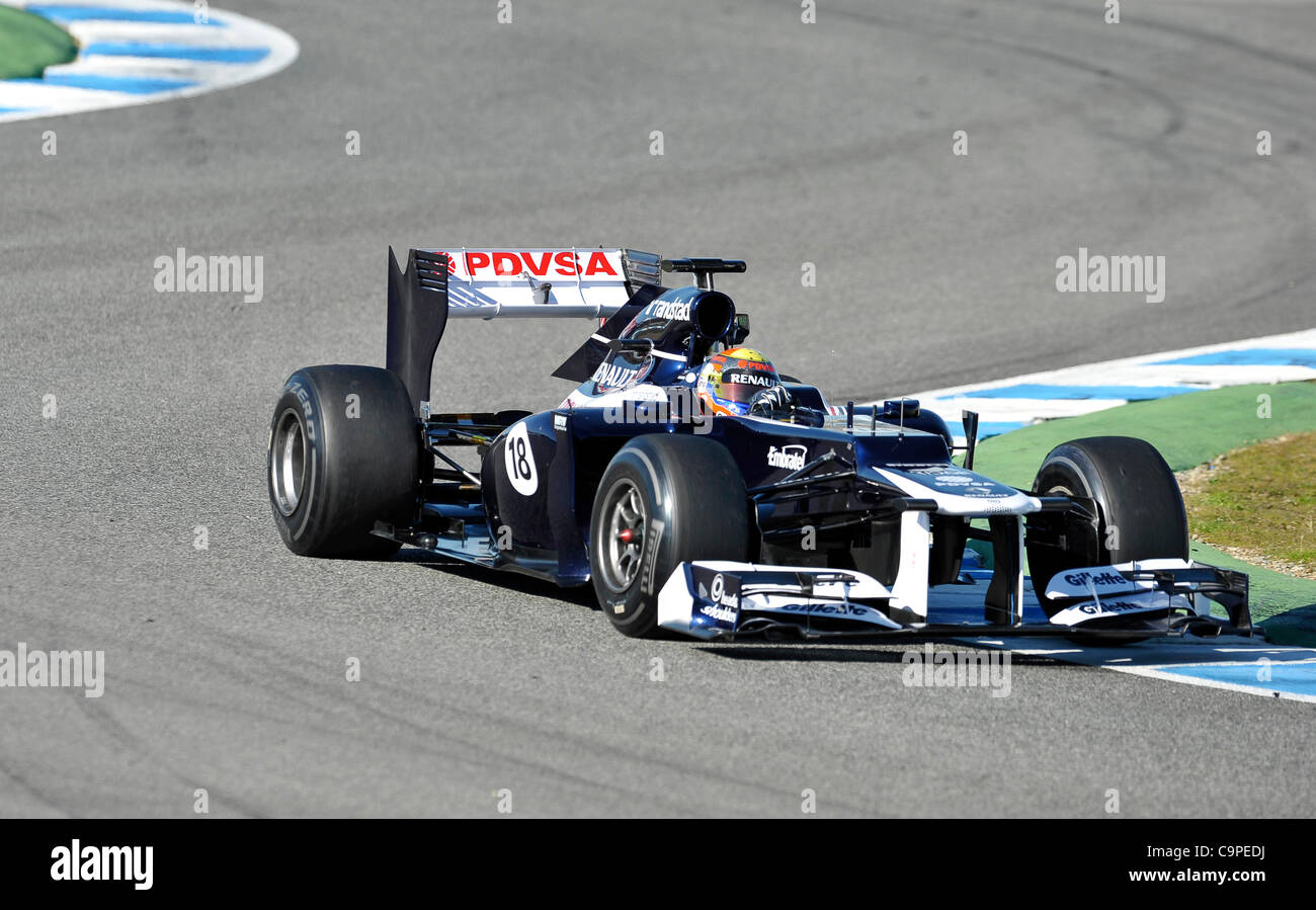 Pastor Maldonado (VEN), Williams bei den ersten Formel 1 Testfahrten der Saison 2012 a Jerez, Spanien | Pastor Maldonado (VEN), Williams durante un test di Formula Uno di Jerez, in Spagna Foto Stock