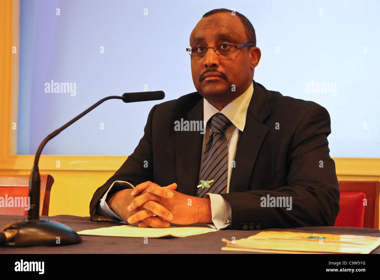 Il Primo Ministro del Governo Federale Transitorio della Somalia, il dottor Abdiweli Mohamed Ali, davanti a un discorso all'Istituto Internazionale di Studi strategici di Londra il 22 febbraio 2012. Egli è a Londra per partecipare al Regno Unito sponsorizzato conferenza di Londra sulla Somalia che avrà il compito di elaborare w Foto Stock