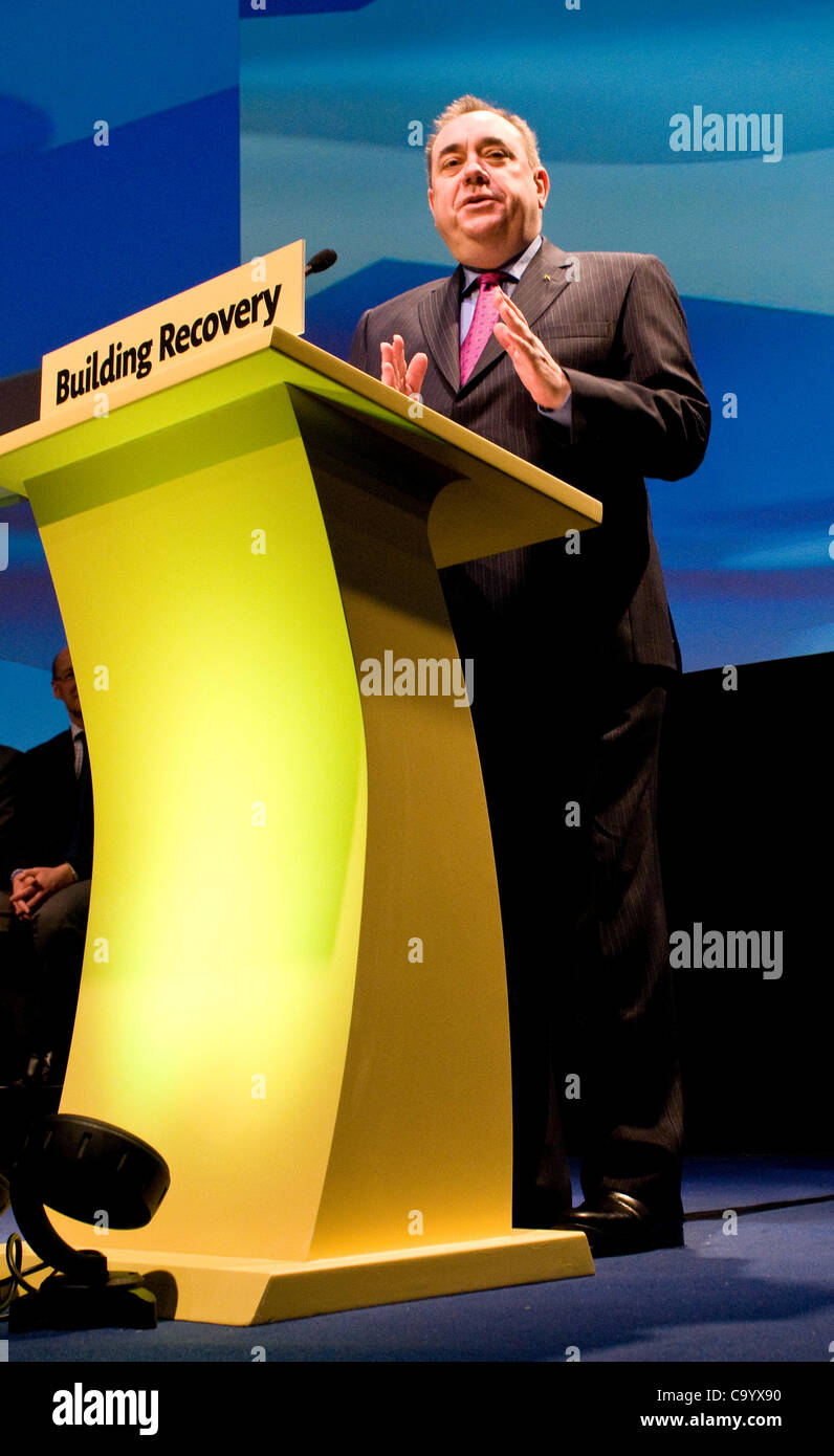 Glasgow, Regno Unito. 10 mar 2012. Alex Salmond, Scottish Primo ministro rivolge la SNP conferenza di primavera, che ha avuto luogo a Glasgow il SECC. Immagine: Wullie Marr/ Alamy Foto Stock