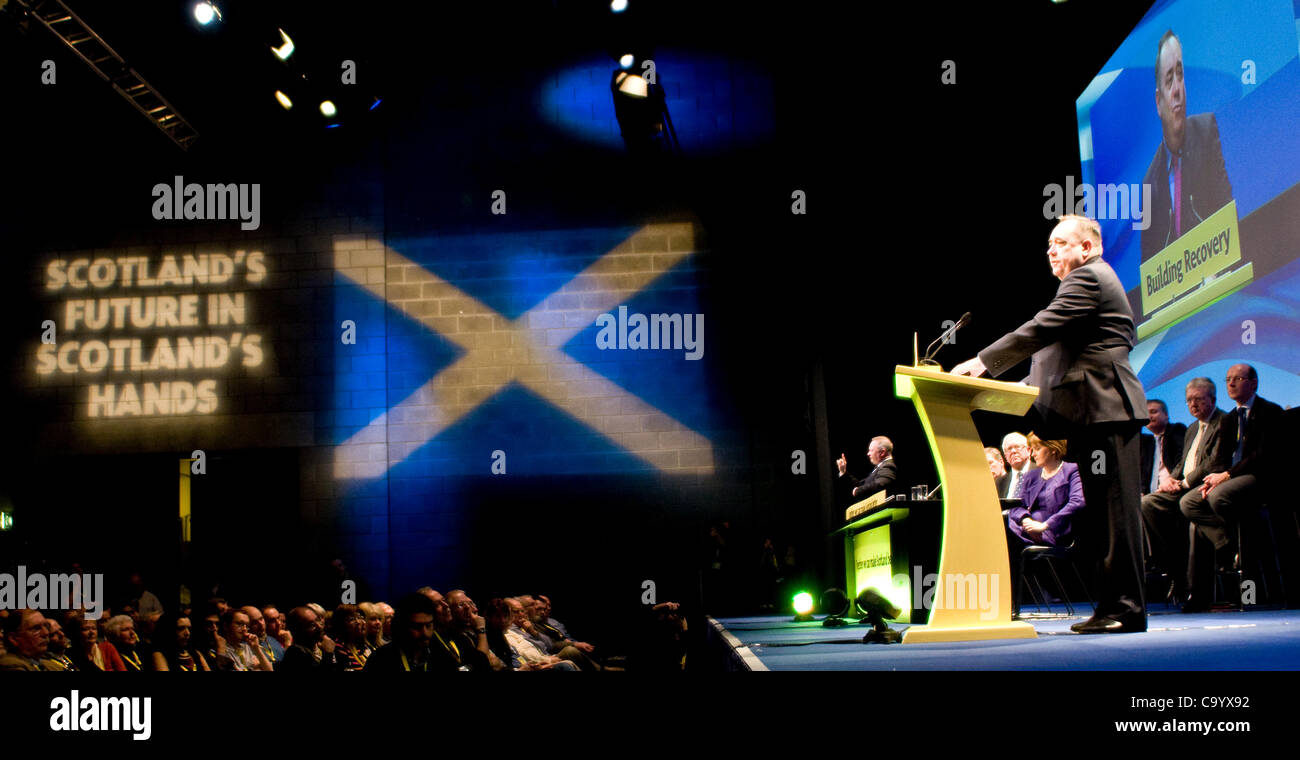 Glasgow, Regno Unito. 10 mar 2012. Alex Salmond, Scottish Primo ministro rivolge la SNP conferenza di primavera, che ha avuto luogo a Glasgow il SECC. Immagine: Wullie Marr/ Alamy Foto Stock