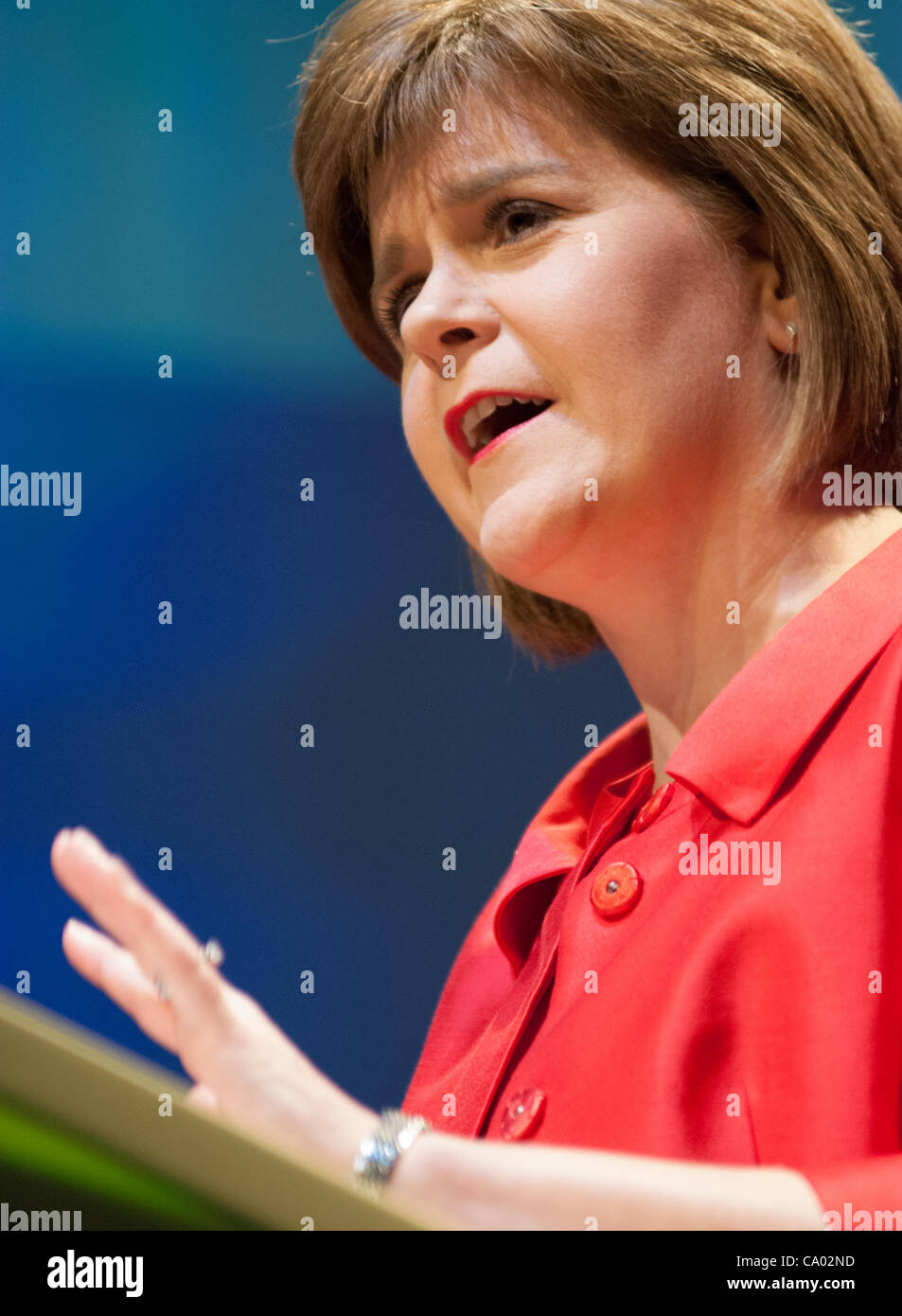 Nicola Storioni' indirizzo di chiusura a molla SNP conferenza presso il SSEC in Glasgow. Immagine: Wullie Marr/ Alamy Foto Stock