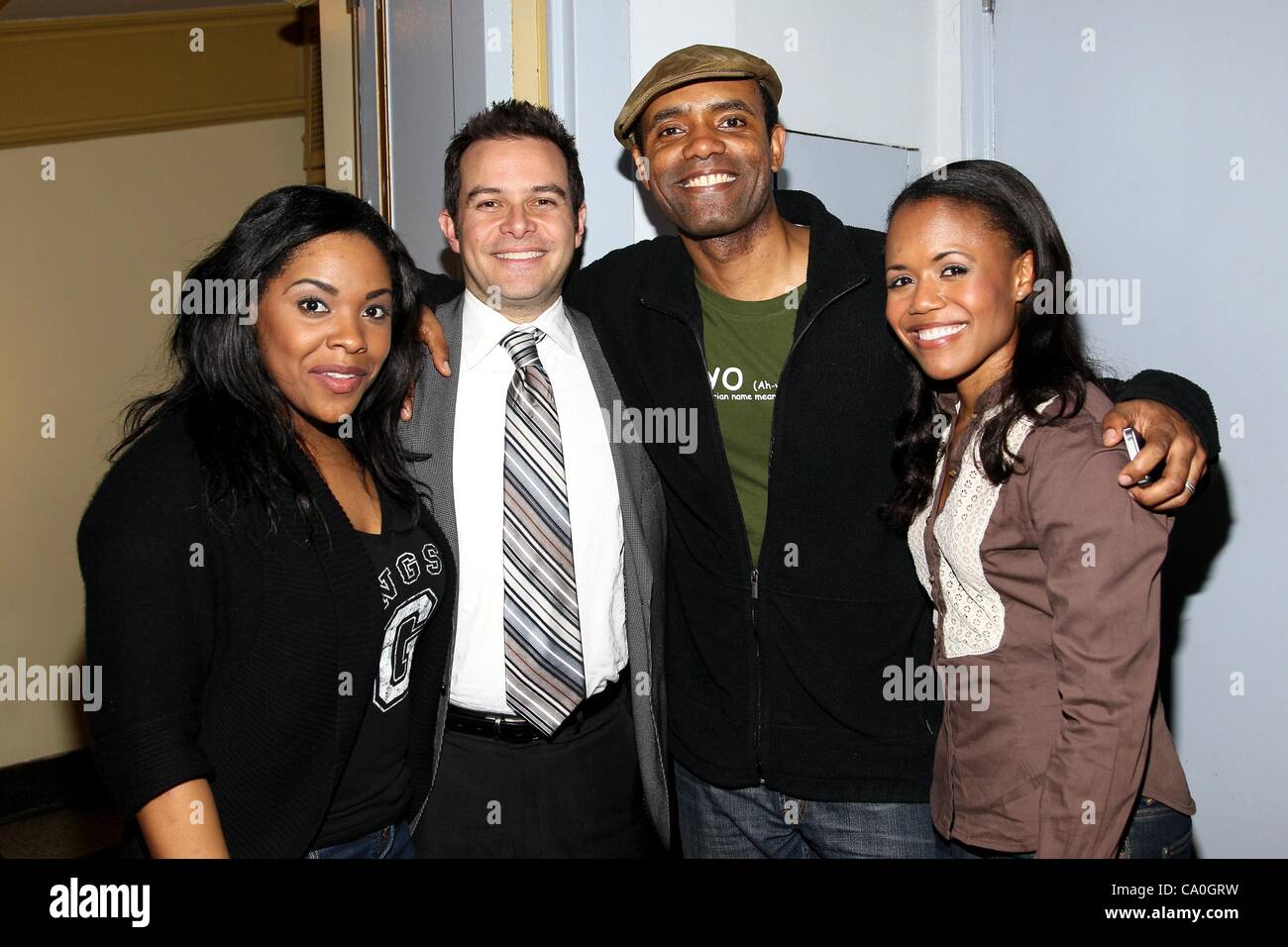 Bryonha Parham, Peter Avery, Nathaniel Stampley, Nikki Renee Daniels presso gli arrivi di George e Ira Gershwin Theatre Education Program Evento di lancio, il Richard Rodgers Theatre di New York, NY, 13 marzo 2012. Foto di: Steve Mack/Everett Collection Foto Stock