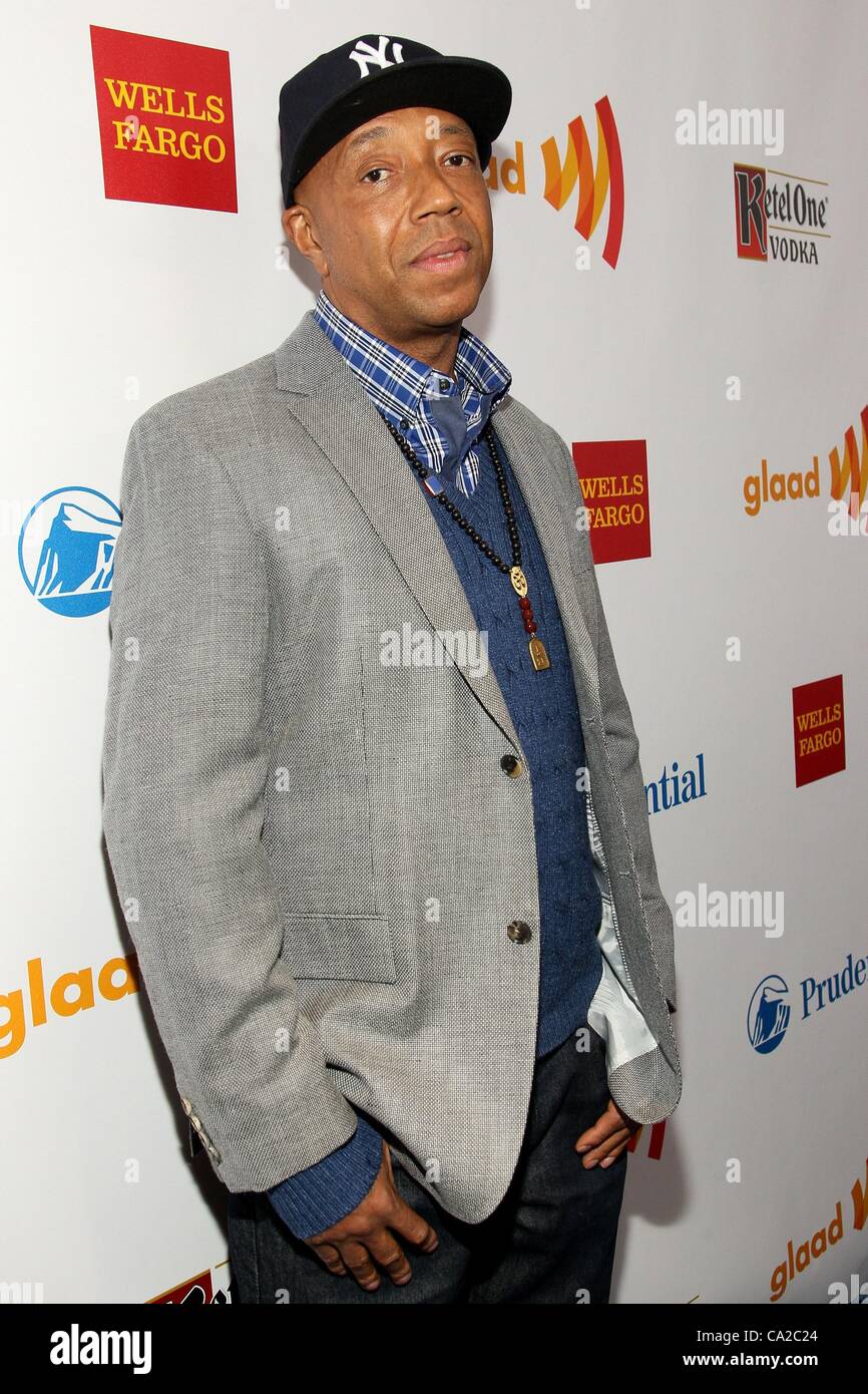 Russell Simmons presso gli arrivi per il XXIII Incontro annuale GLAAD Media Awards di New York Marriott Marquis Hotel, New York, NY Marzo 24, 2012. Foto di: Steve Mack/Everett Collection Foto Stock