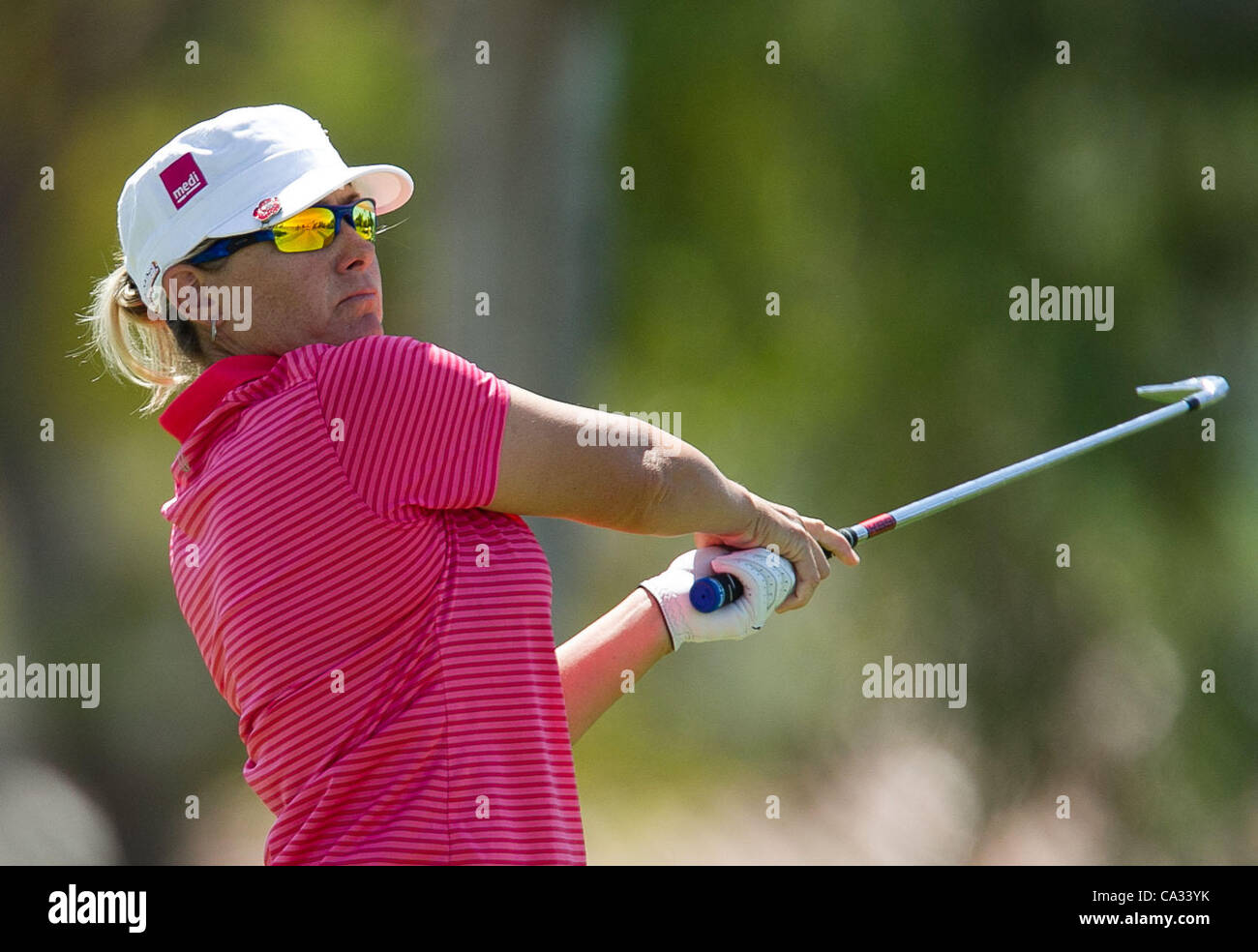 Karen Stupples della Gran Bretagna in azione durante il primo turno della Kraft Nabisco Championship tenutosi Westin Mission Hills Country Club in Rancho Mirage, California Foto Stock