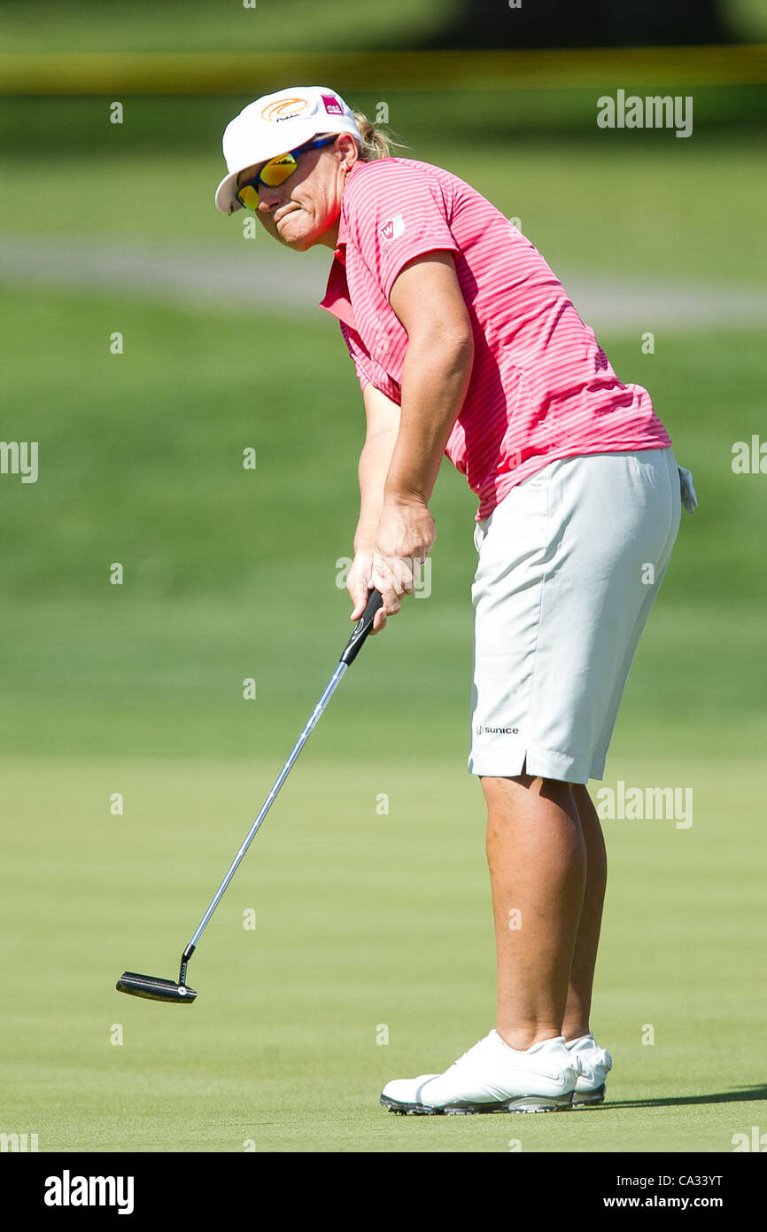 Karen Stupples della Gran Bretagna in azione durante il primo turno della Kraft Nabisco Championship tenutosi Westin Mission Hills Country Club in Rancho Mirage, California Foto Stock