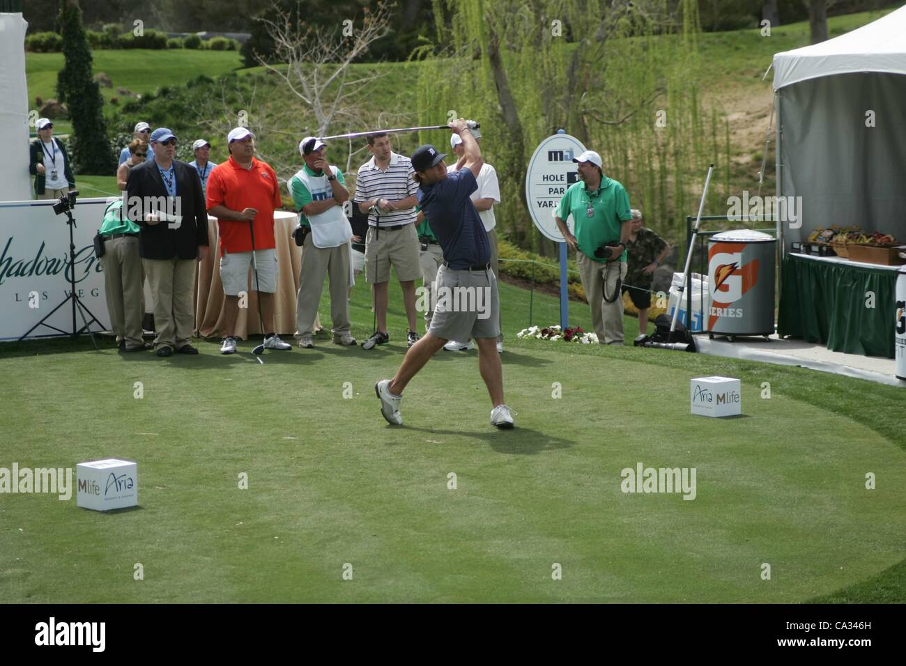 Matt Stafford di presenze per la undicesima edizione del Michael Jordan Celebrity Invitational - gio, Shadow Creek Golf Course, Las Vegas NV, Marzo 29, 2012. Foto di: James Atoa/Everett Collection Foto Stock