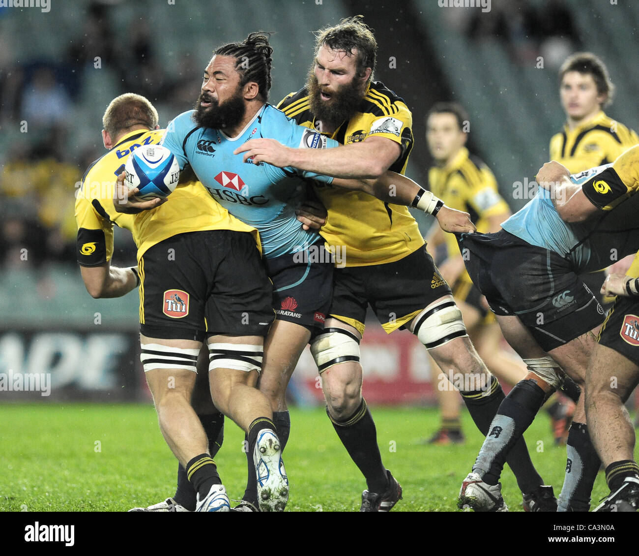 02.06.2012 Sydney, Australia.Azione durante la FxPro Super gioco di Rugby tra i Waratahs e uragani dell'Allianz Stadium di Sydney. Foto Stock