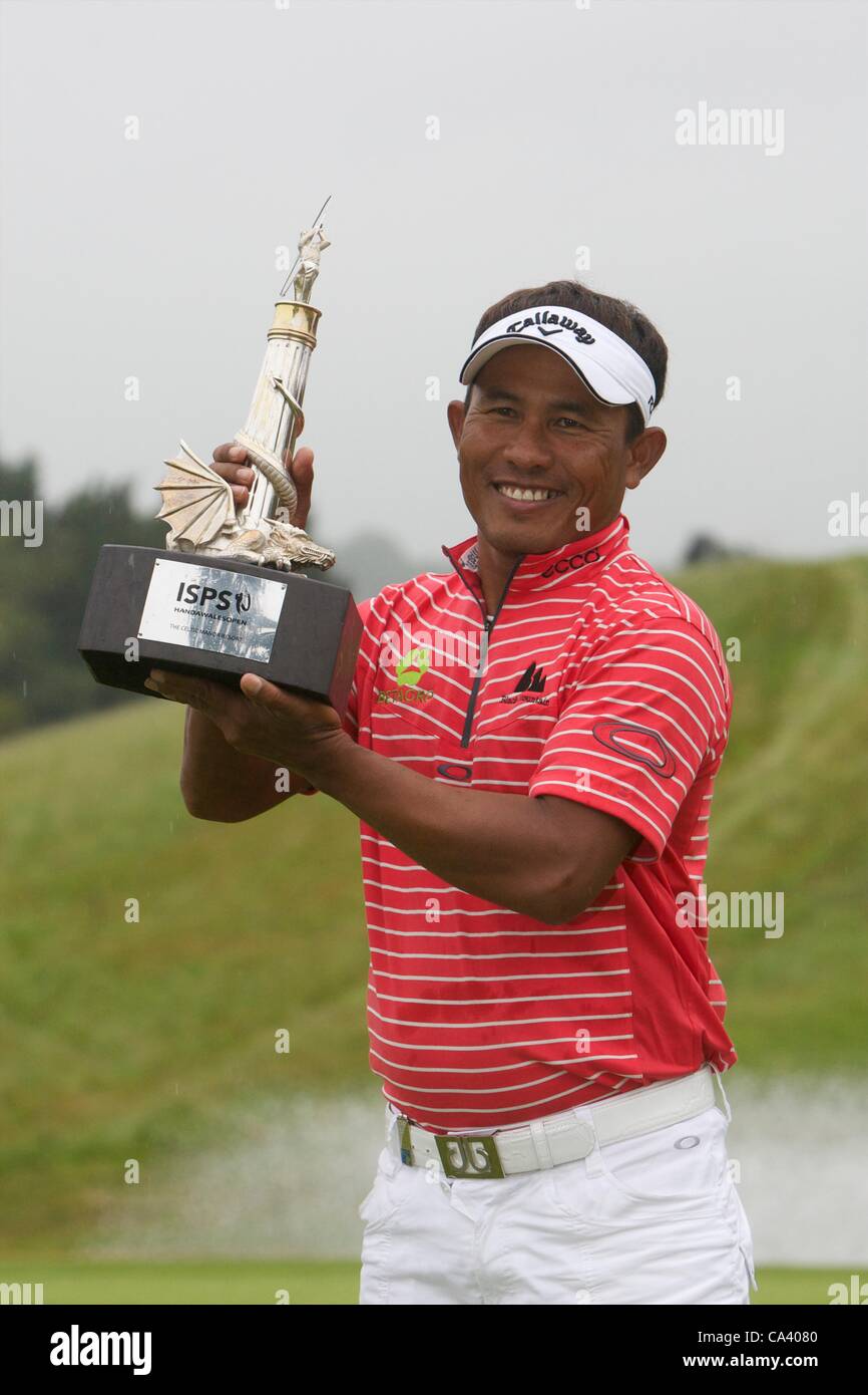 03.06.2012 Newport Wales. Thongchai Jaidee (THA) vincitore dell'ISP Handa Wales 2012 Open al Celtic Manor. Foto Stock