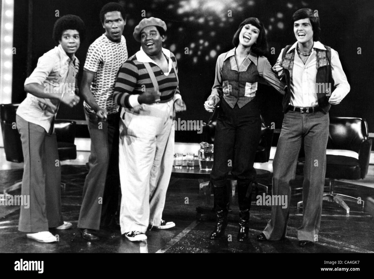 Haywood Nelson, Fred Berry, Roger Thomas, (''cosa Hapeening'') in ghisa con Donny e Marie Osmond. marieosmondretro(Immagine di credito: Â© Globe foto/ZUMAPRESS.com) Foto Stock