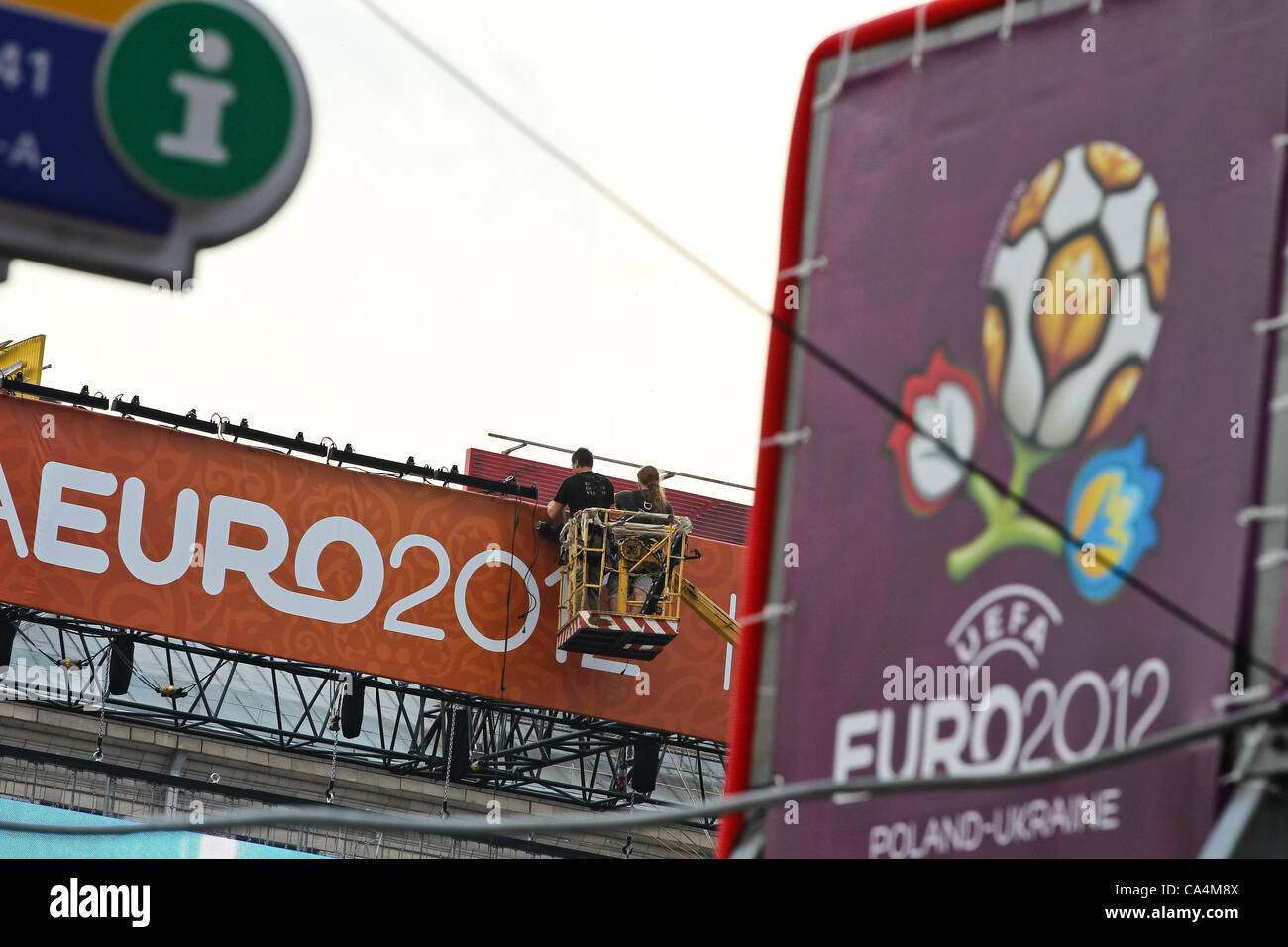 07.06.2012 Fanzone per l'Euro 2012 di calcio co-ospitato dalla Polonia e Ucraina di Kiev, in Ucraina. Foto Stock