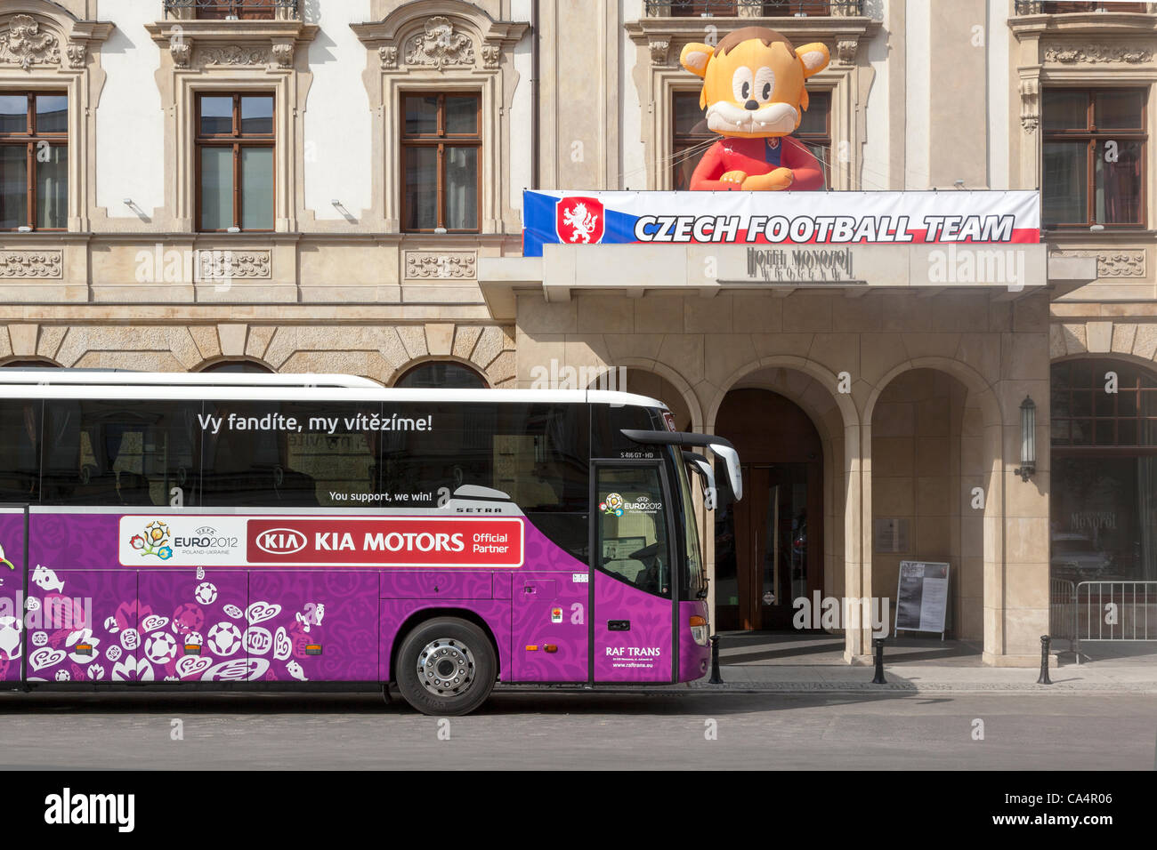 La sede ufficiale del team ceco a Wroclaw, Hotel Monopol, Polonia. Foto Stock