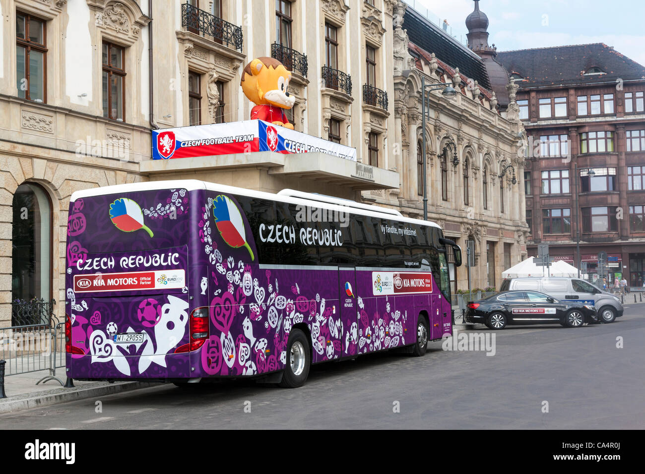 La sede ufficiale del team ceco a Wroclaw, Hotel Monopol, Polonia. Foto Stock