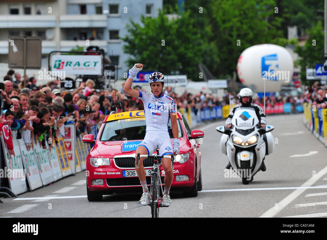 08.06.0212. Criterium du Dauphine Libere, fase 5 Saint Trivier sur Moignans - Rumilly, FDJ - Big Mat 2012, Vichot Arthur vince a Rumilly Foto Stock