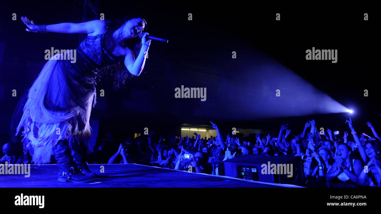 Gotico americano metallo gruppo Evanescence si esibisce in concerto a Praga, nella Repubblica ceca il 17 giugno 2012. (CTK foto/Michal Kamaryt) Foto Stock