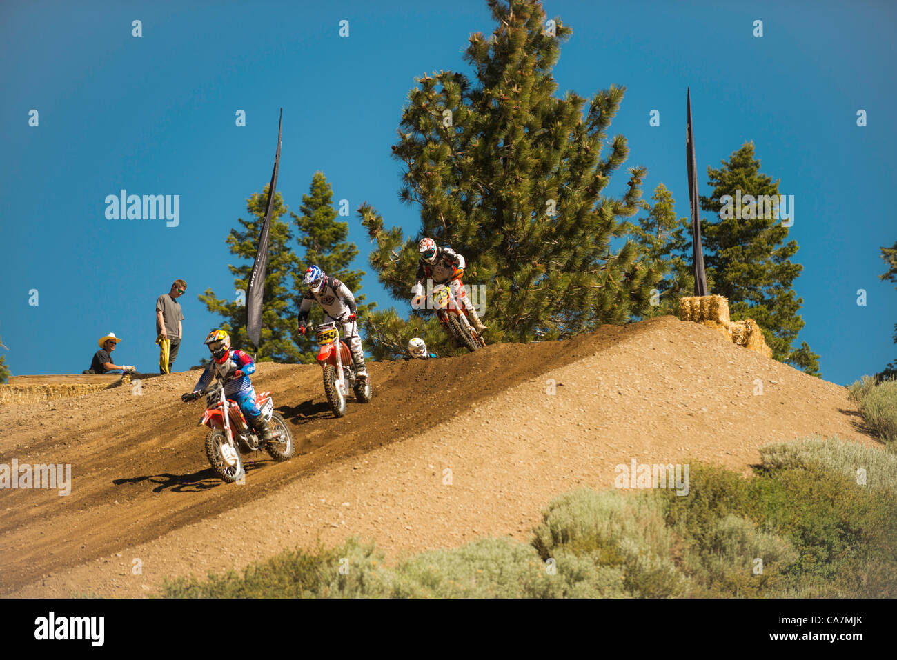 Gara di Motocross su sterrato Foto Stock