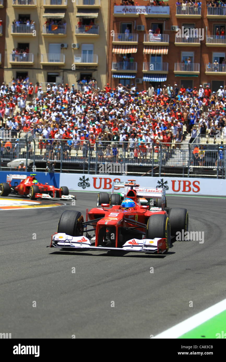 European Grand Prix - Formula Uno - F1 - Valencia, Spagna - 24/06/2012 - domenica Gara - Fernando Alonso e la Ferrari Foto Stock