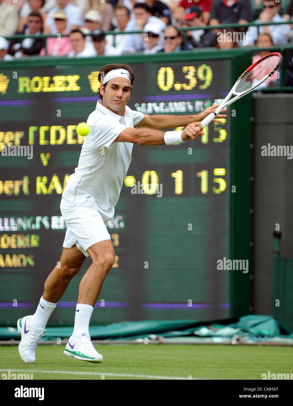 ROGER Federer svizzera All England Tennis Club Wimbledon Londra Inghilterra 25 Giugno 2012 Foto Stock