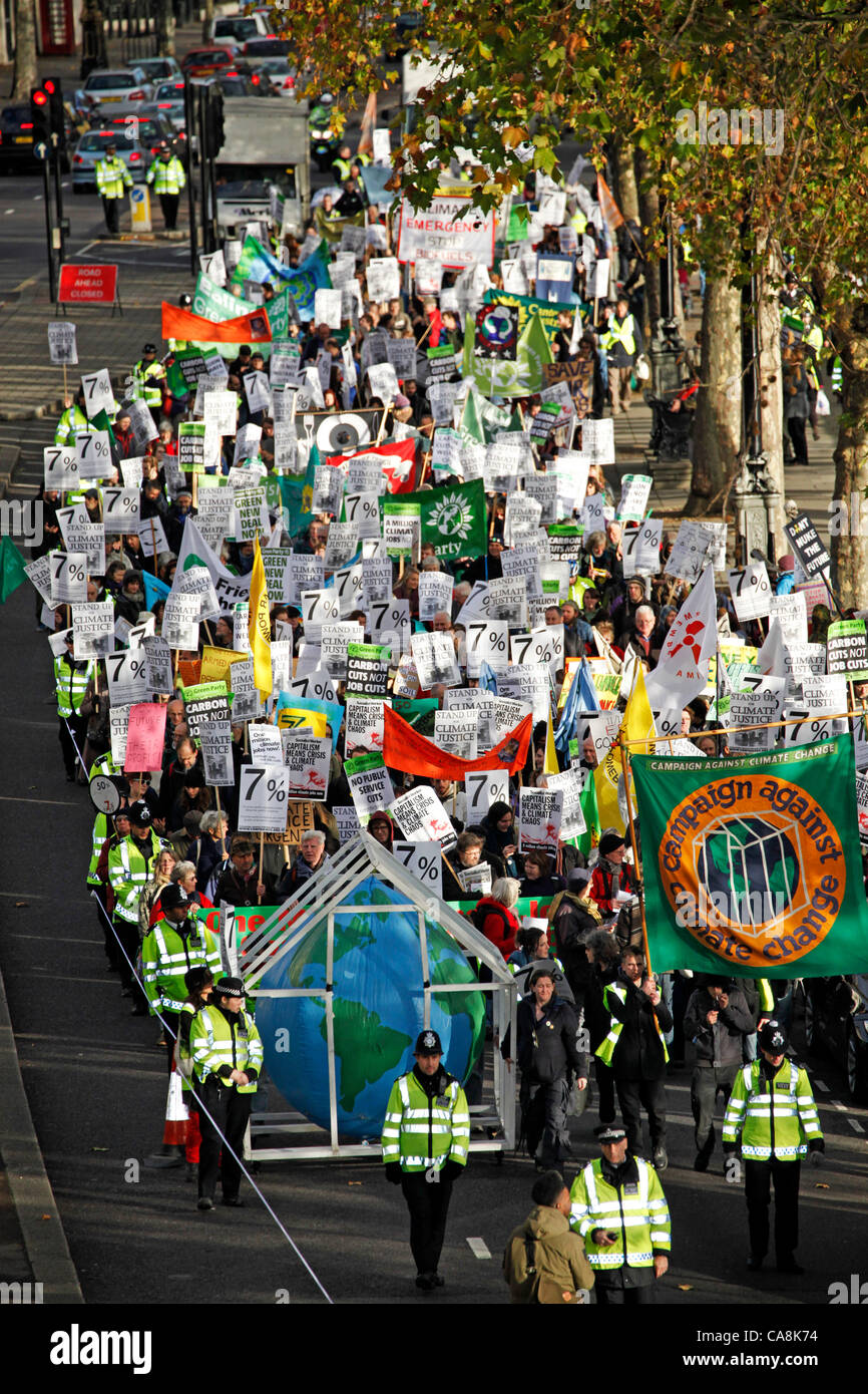 Londra, Regno Unito. 3 Dic 2011. Giornata di azione globale sui cambiamenti climatici, dimostrazione di giustizia climatica a Londra. Foto Stock