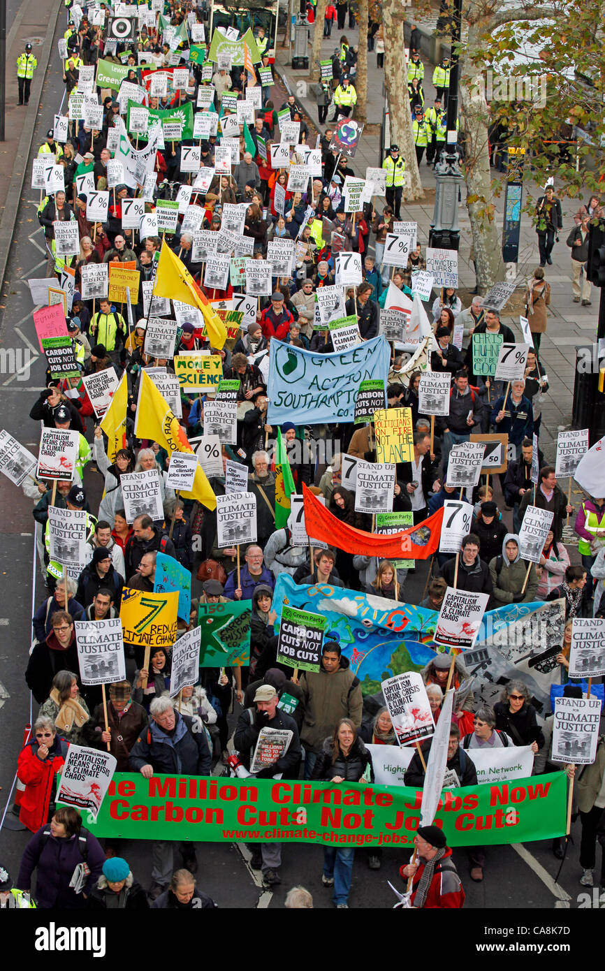 Londra, Regno Unito. 3 Dic 2011. Giornata di azione globale sui cambiamenti climatici, dimostrazione di giustizia climatica a Londra. Foto Stock