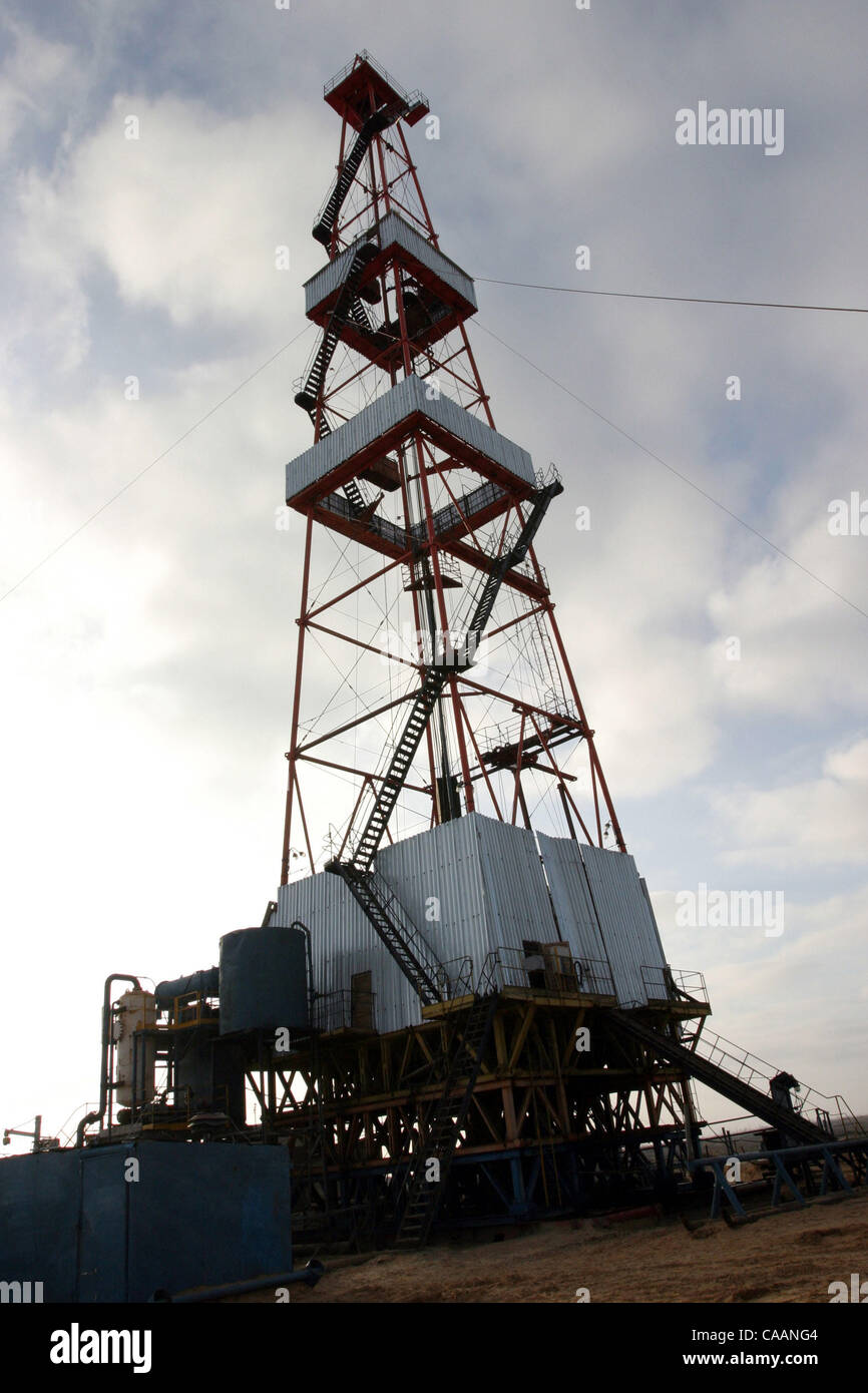 Gazprom di estrazione di gas naturale nella regione di Astrakhan. Foto Stock