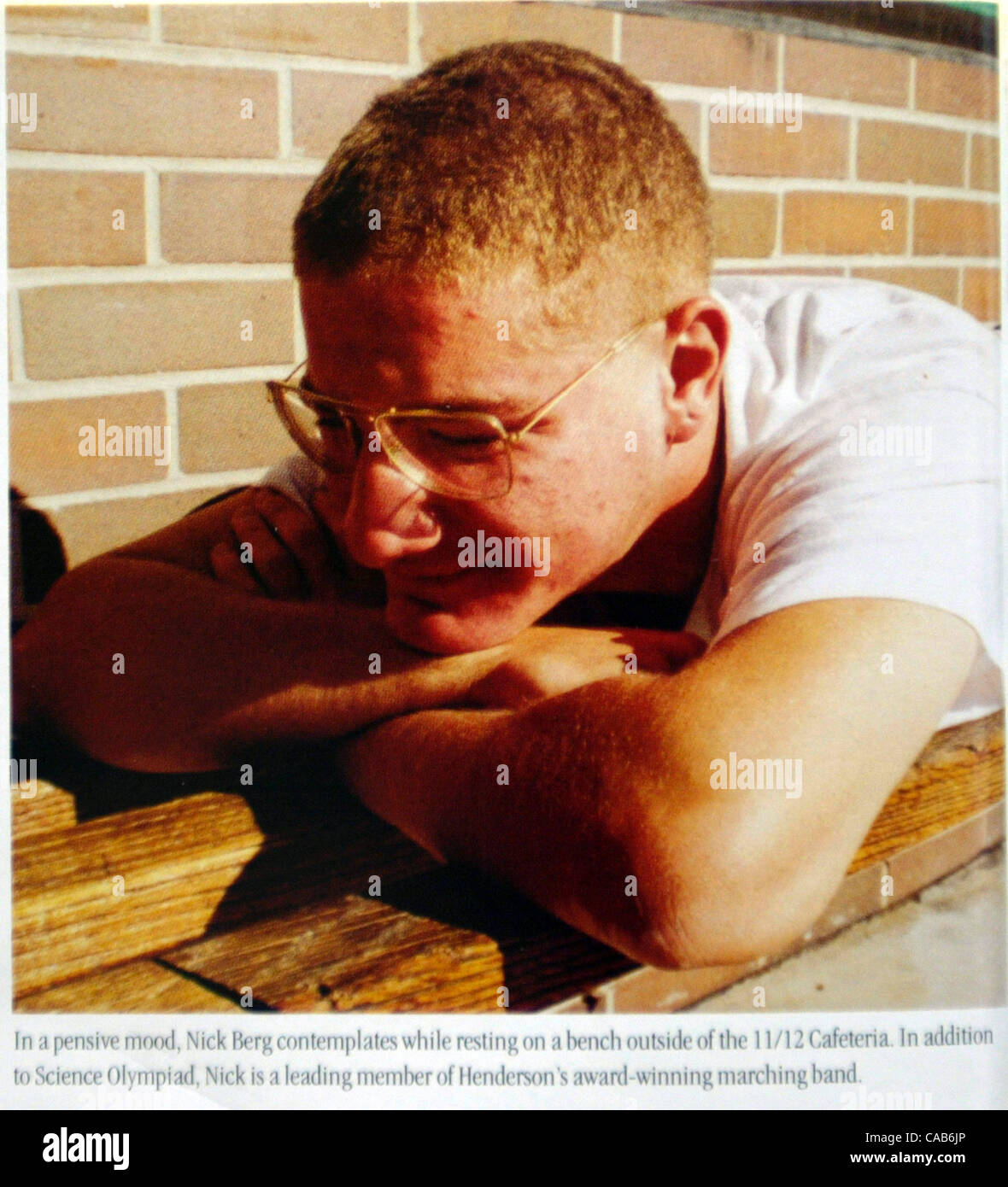 West Chester, PA, Stati Uniti d'America; Maggio 12, 2004; Nick Berg nella sua 1996 anno Prenota da Henderson High School. (Copiato da Don Murray) Foto Stock