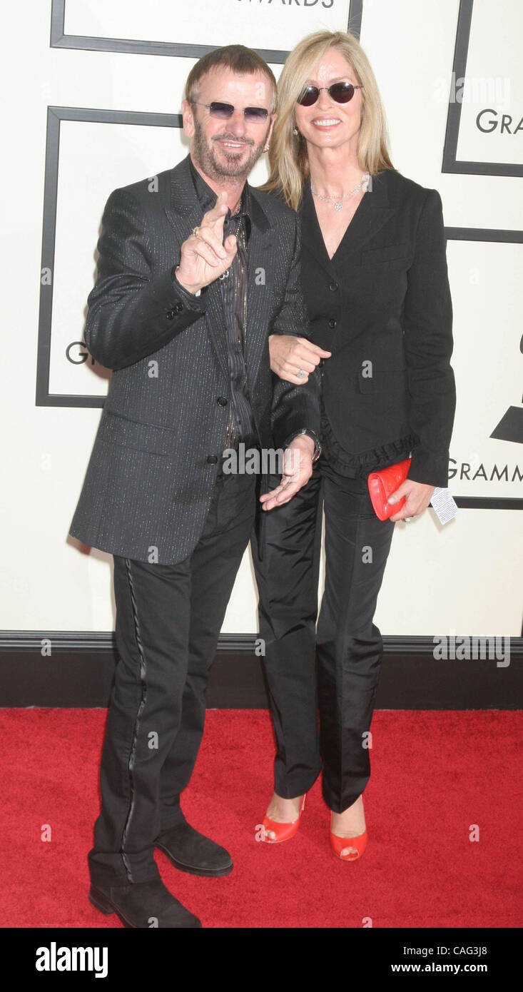 Febbraio 10, 2008 - Hollywood, California, Stati Uniti - Ho12993CHW.50TH ANNUAL Grammy Awards - red carpet .STAPLES Center di Los Angeles, CA .02/10/08.Ringo Starr e la moglie Barbara Bach.(Immagine di credito: Â© Clinton Wallace/Globe foto/ZUMAPRESS.com) Foto Stock