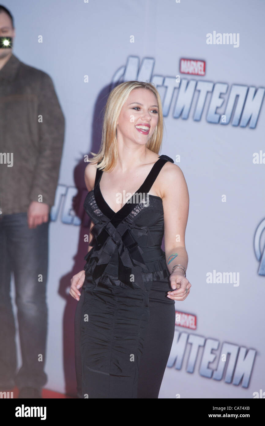 17.04.2012. Mosca. La Russia. Sil vendicatori premiere del film. Nella foto: Scarlett Johansson Foto Stock