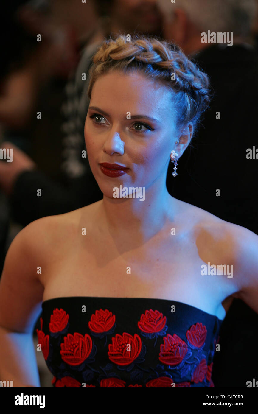 Scarlett Johansson assiste i vendicatori assemblare - UK film premiere al La Vue Westfield, Westfield Shopping Centre Foto Stock