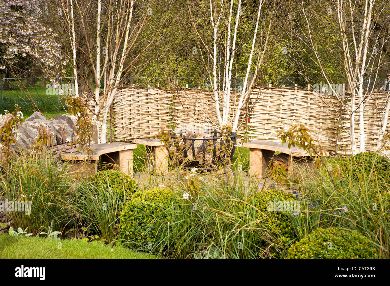 "" Naturalistico mostra giardino su Venerdì 20 Aprile 2012, il primo giorno di RHS mostrano in Cardiff Bute Park, Wales, Regno Unito. Progettato da Harry ricca, premiato con Flora Silver-Gilt medaglia e miglior spettacolo giardino. Foto Stock