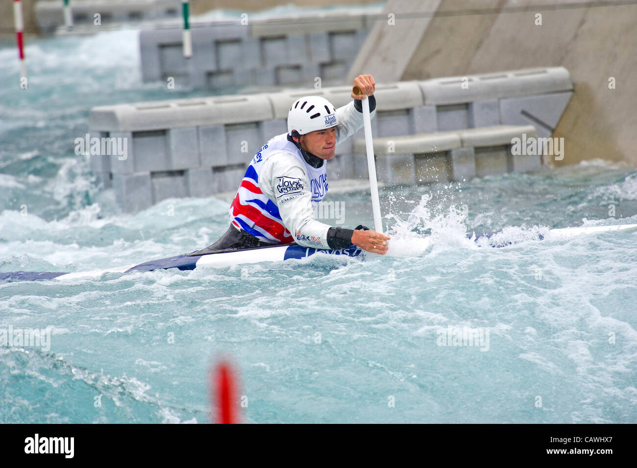David Firenze, medaglia d'argento nella canoa 1 ultime olimpiadi. La British Olympic Association (BOA) annunciano il primo gruppo di atleti nominati dalla British canoa per la selezione a Team GB dallo sport di canoa slalom per il London 2012 Giochi Olimpici Lee Valley White Water Centre Station Road, Wa Foto Stock