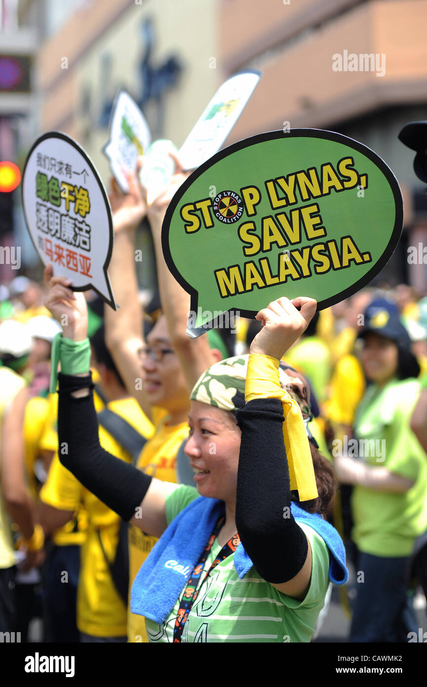 Il 28 aprile 2012. Bersih 3.0. I partecipanti a Kuala Lumpur dimostrare con lo scopo di rivedere l'attuale sistema elettorale per e Foto Stock