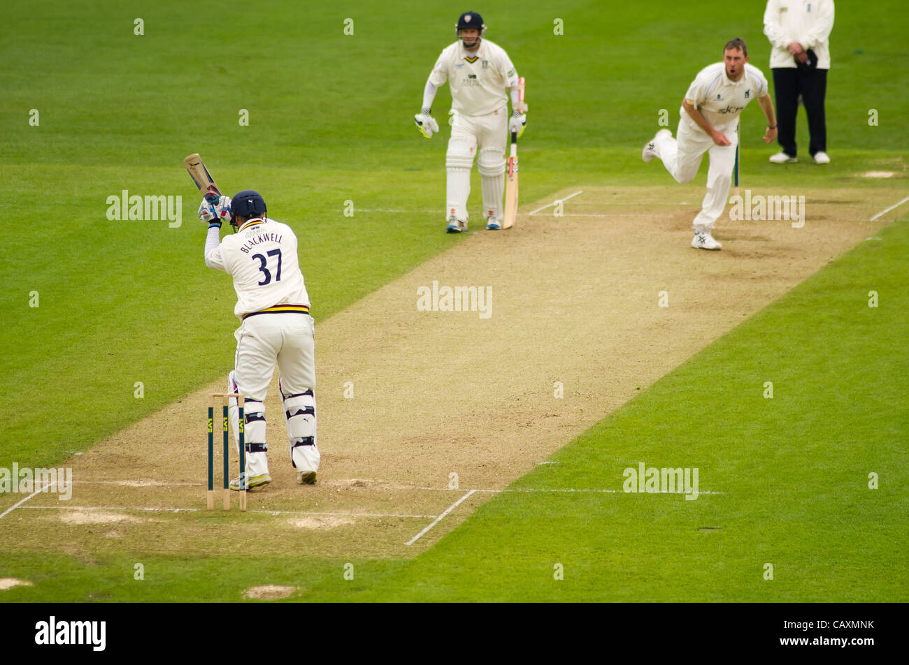 04.05.2012 Birmingham, Inghilterra. Warwickshire v Contea di Durham.Ian Blackwell batting per Durham durante il terzo giorno della contea di LV gara di campionato giocato a Edgbaston. Foto Stock