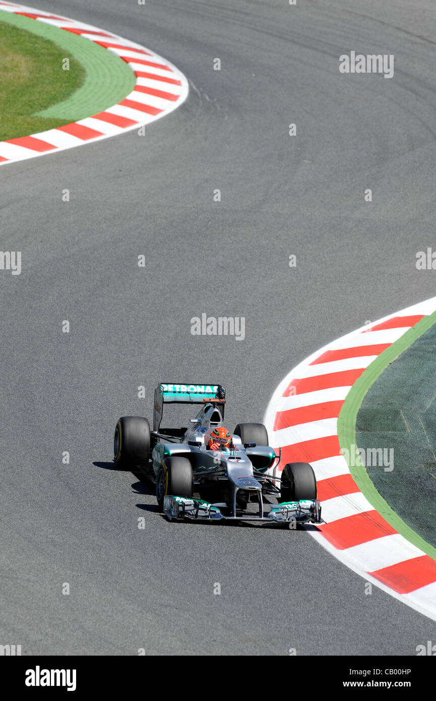 Venerdì 11 Maggio 2012. Motorsport, Formula 1 Gran Premio di Spagna sul Circuit de Catalunya a Montmelò, Spagna ---------Michael Schumacher (GER) nel MercedesGP W03 Foto Stock