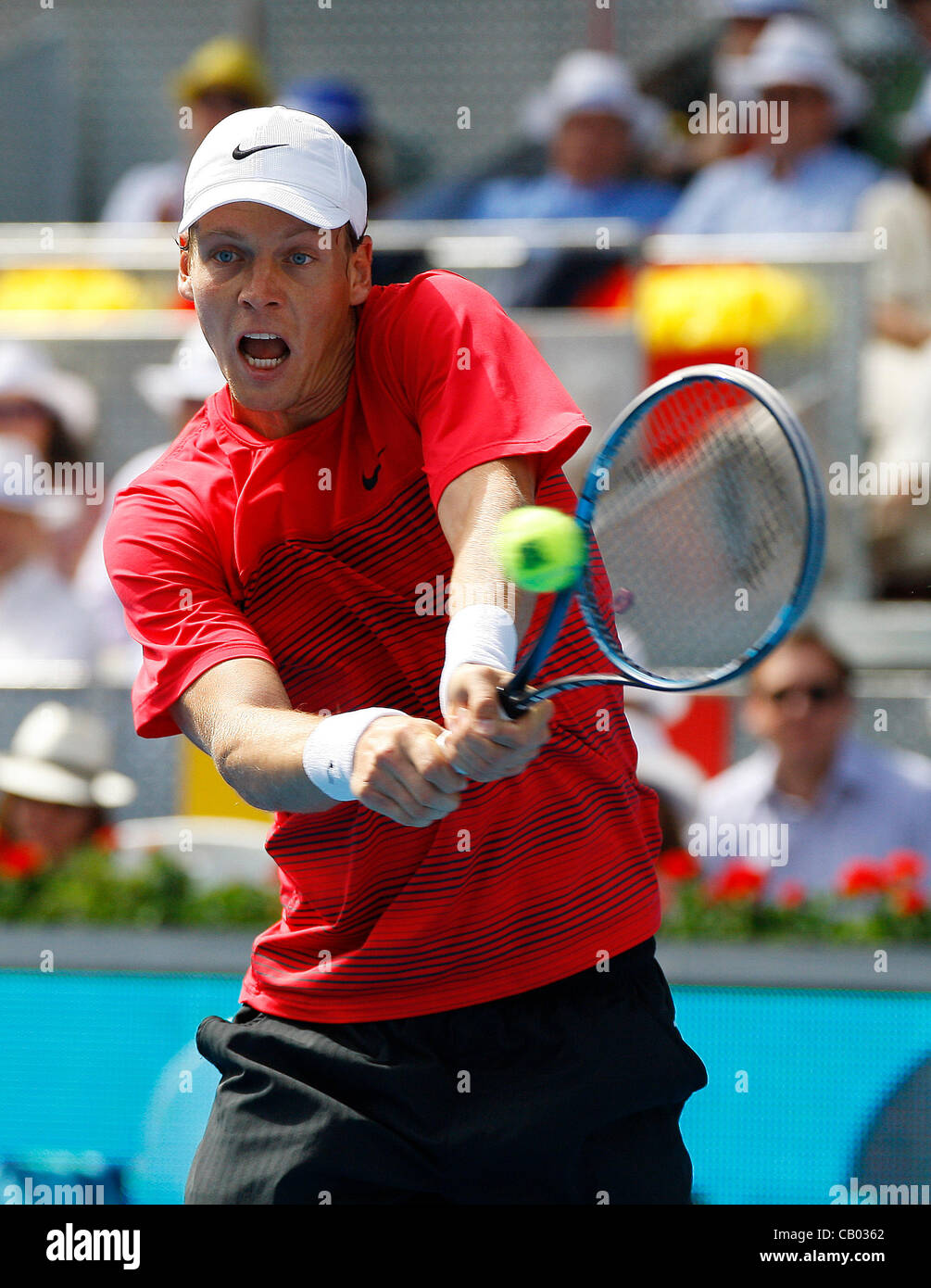 12.05.2012 Madrid, Spagna. Tomas BERDYCH in azione contro Juan Martin Del Potro durante la mens semi-finale, Mutua Madrid Open Tennis Tournament. Foto Stock