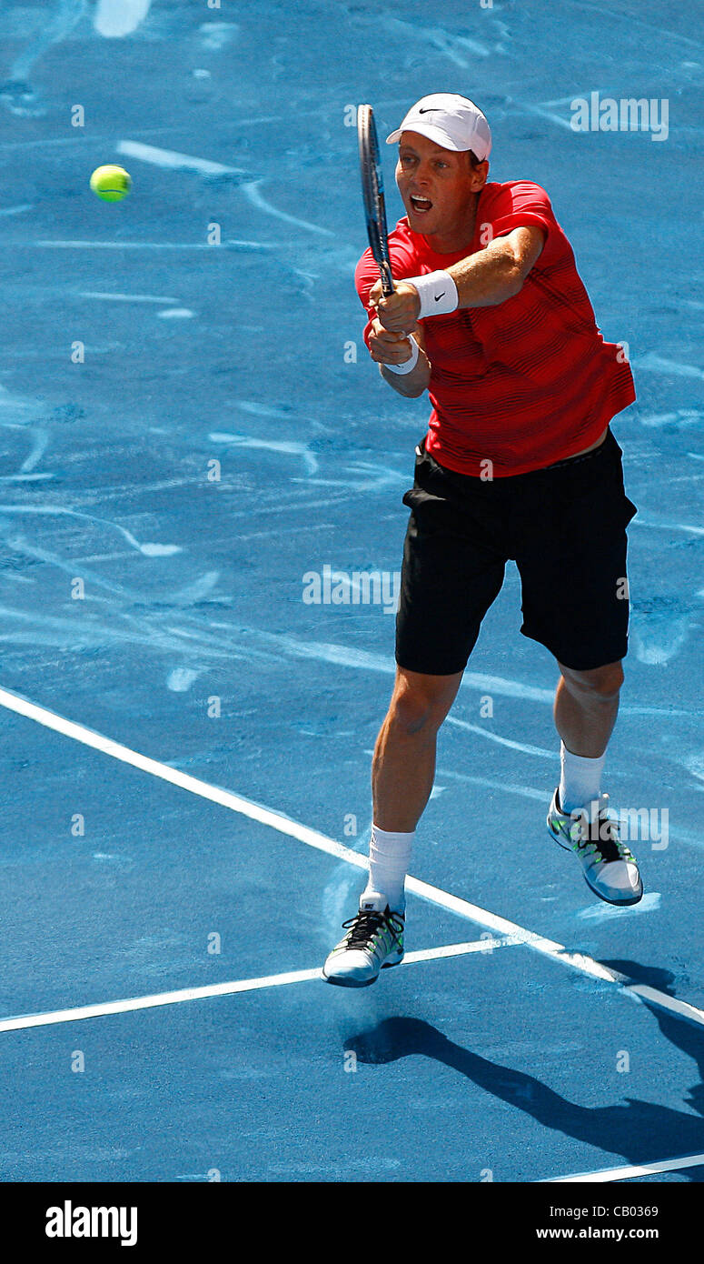 12.05.2012 Madrid, Spagna. Tomas BERDYCH in azione contro Juan Martin Del Potro durante la mens semi-finale, Mutua Madrid Open Tennis Tournament. Foto Stock