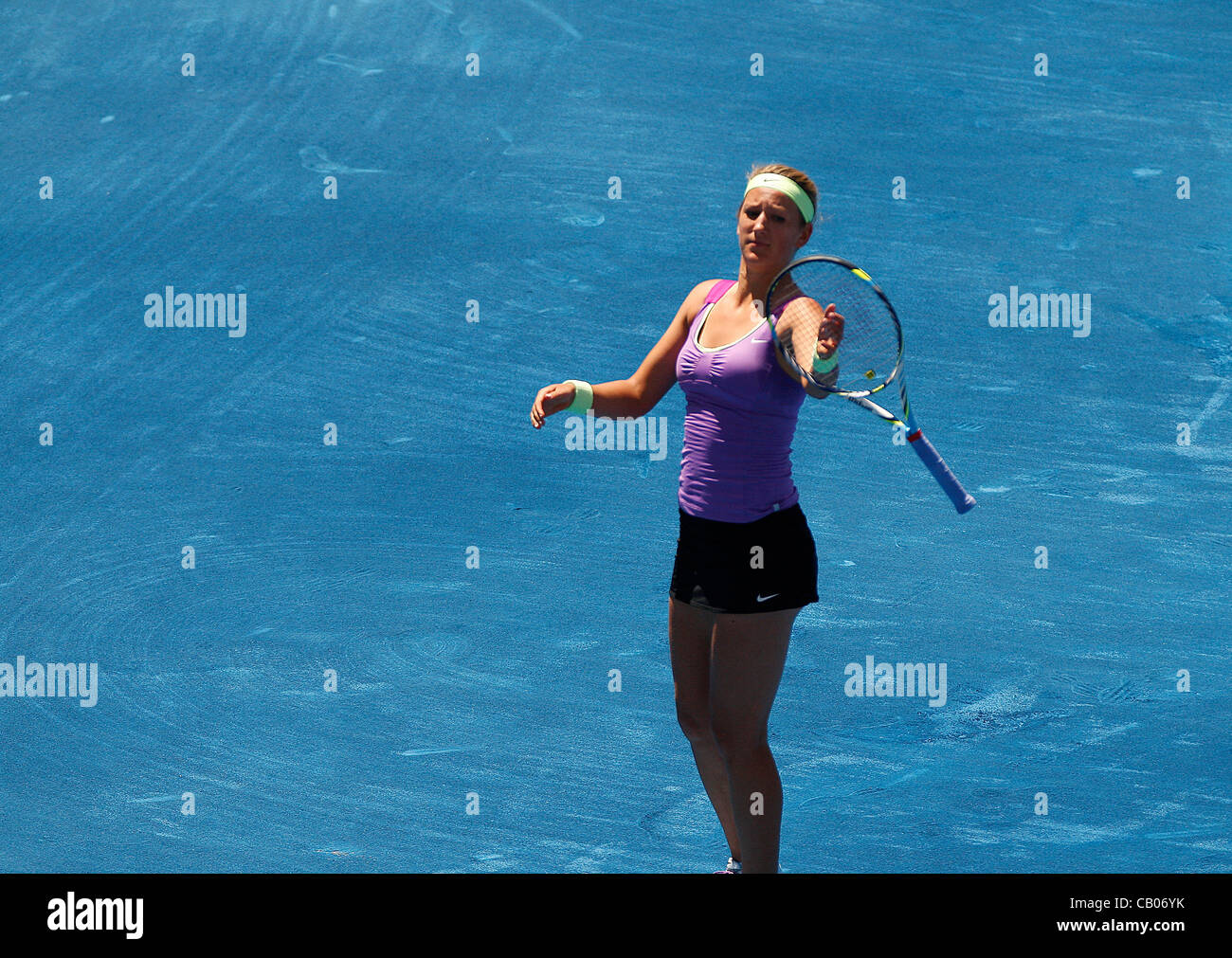 13.05.2012 Madrid, Spagna. Victoria Azarenka in azione contro Serena Williams durante la finale singolo WTA, Mutua Madrid Open Tennis Tournament. Foto Stock