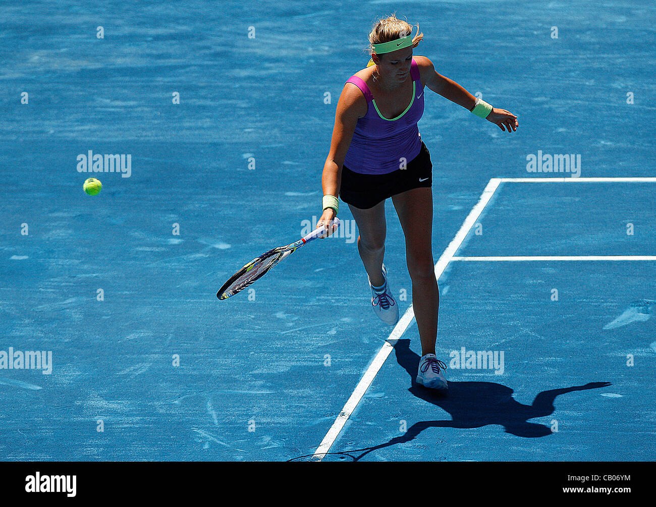 13.05.2012 Madrid, Spagna. Victoria Azarenka in azione contro Serena Williams durante la finale singolo WTA, Mutua Madrid Open Tennis Tournament. Foto Stock