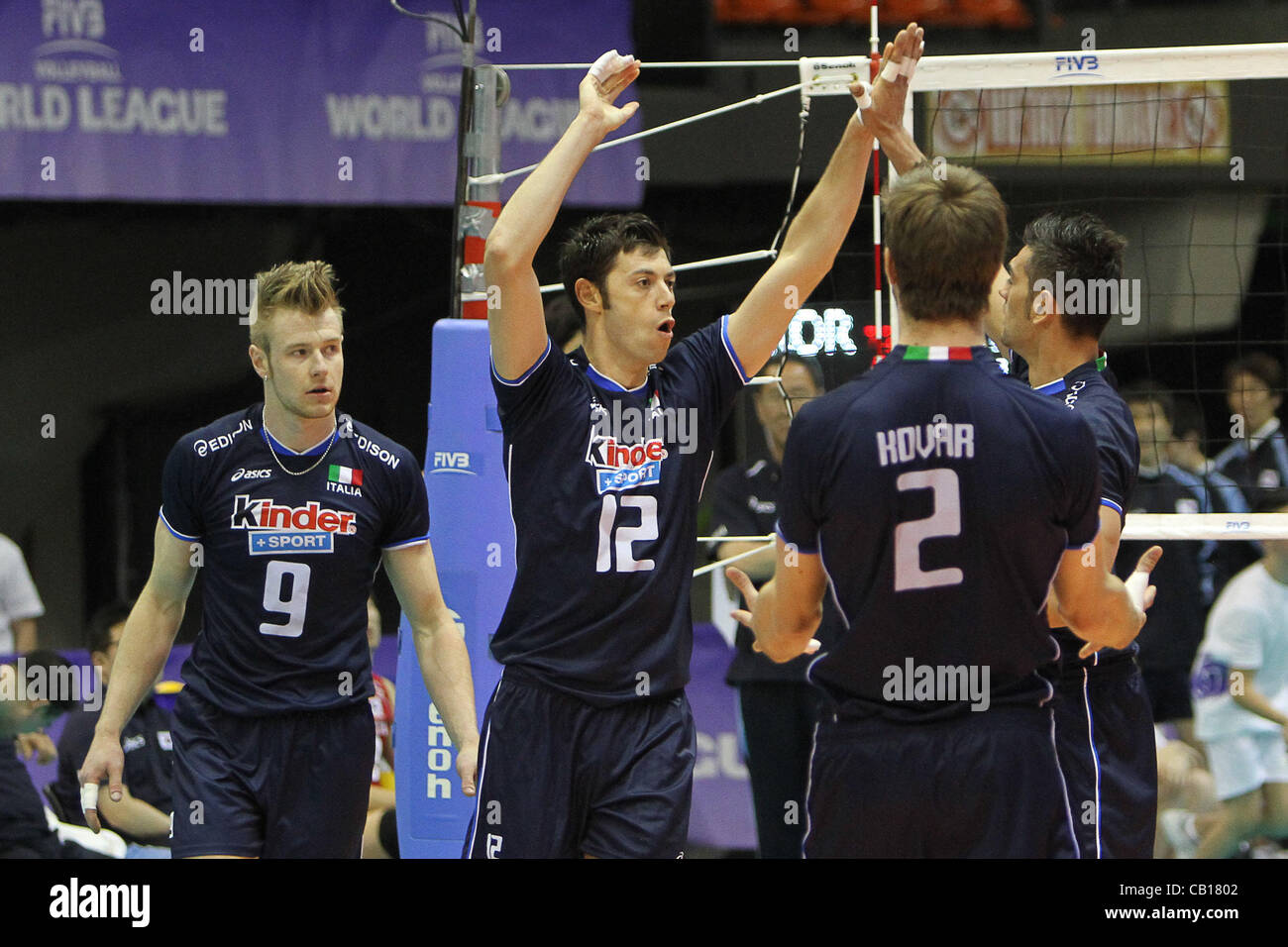 18.05.2012 Firenze, Italia. Campionato Mondiale 2012. Italia contro la Corea del Sud. Il team italiano celebrare punto durante la partita Foto Stock