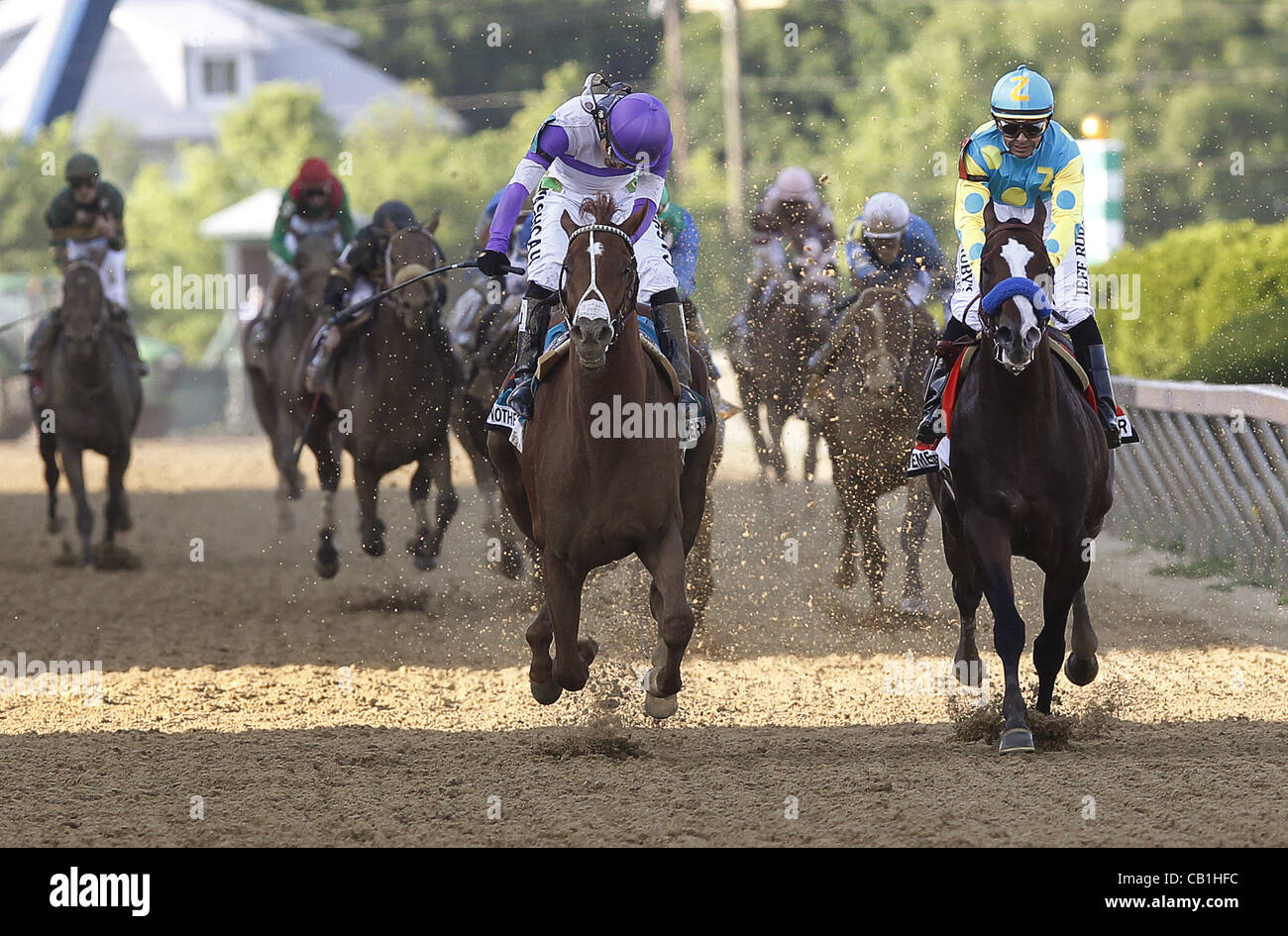 19.05.2012. Baltimore, Maryland, avrò un altro (sinistra), Martin Gutierrez, vince il Preakness Stakes di Pimlico Race Course di Baltimora, Maryland, battendo Bodemeister (a destra), Mike Smith, da un collo. Foto Stock