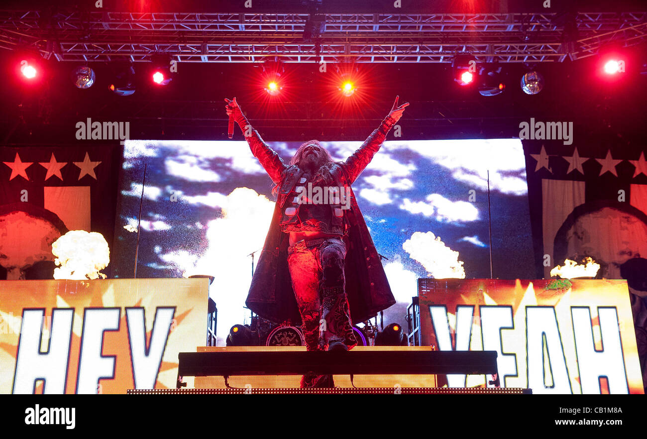 20 maggio 2012 - Columbus, Ohio, Stati Uniti d'America - cantante ROB ZOMBIE si esibisce dal vivo come parte della sesta annuale Rock sulla gamma Music Festival che si svolge all'equipaggio Stadium si trova a Columbus. Copyright 2012 Jason Moore. (Credito Immagine: © Jason Moore/ZUMAPRESS.com) Foto Stock