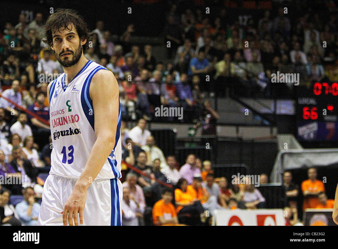 Liga ACB, Playoffs 2012 - 1/4 finals - Valencia Basket Club vs. Lagun Aro GBC - Font de Sant Lluis, Valencia - Spagna - terzo gioco, gioco finale Foto Stock